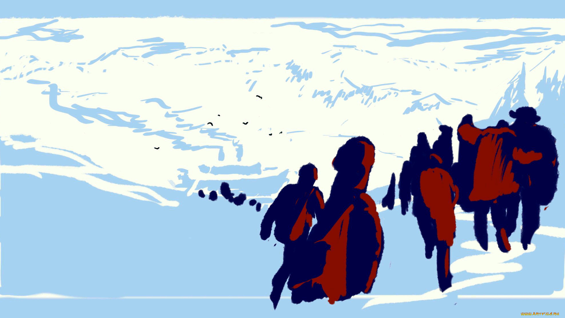 векторная, графика, люди, , people, люди, снега