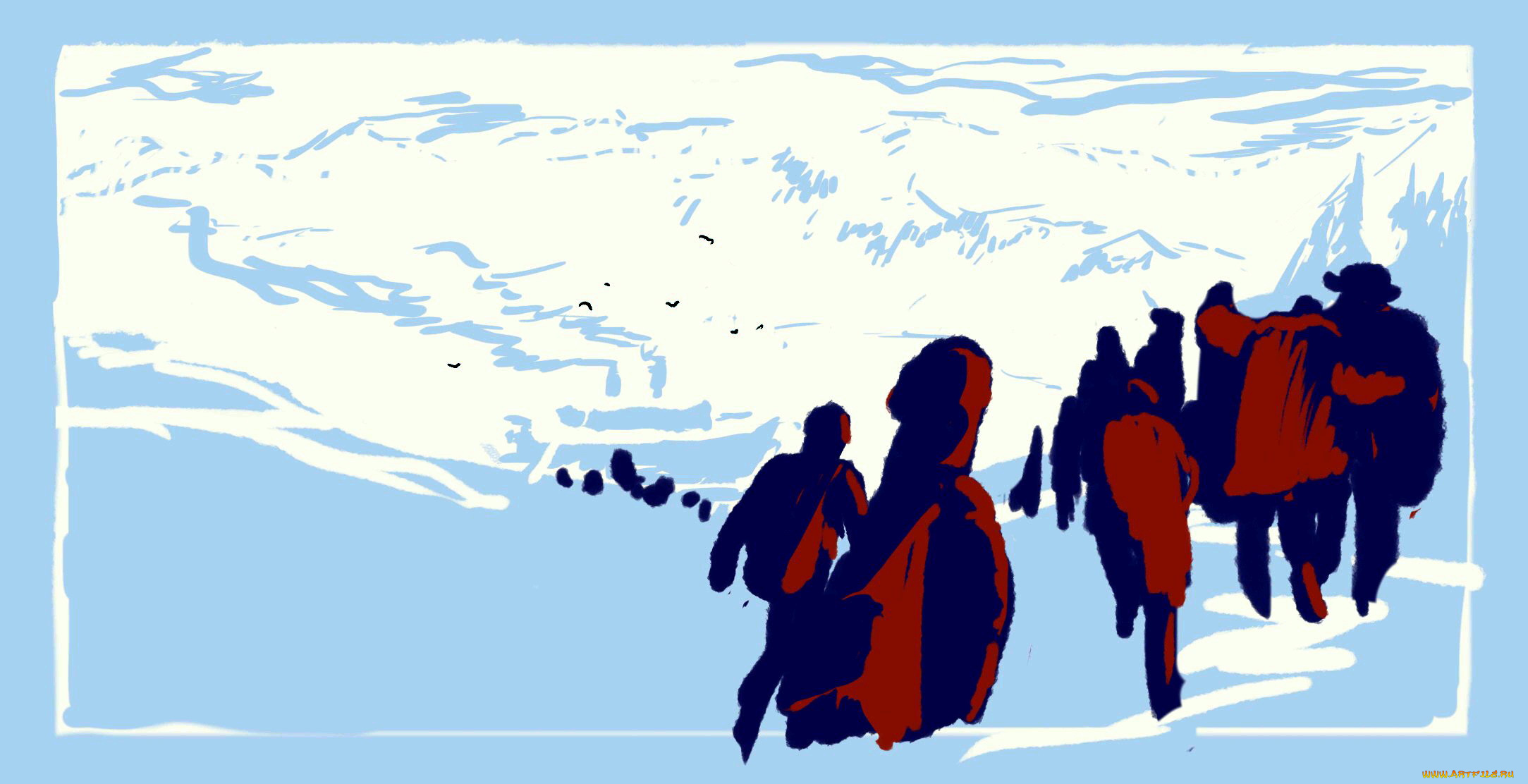 векторная, графика, люди, , people, люди, снега