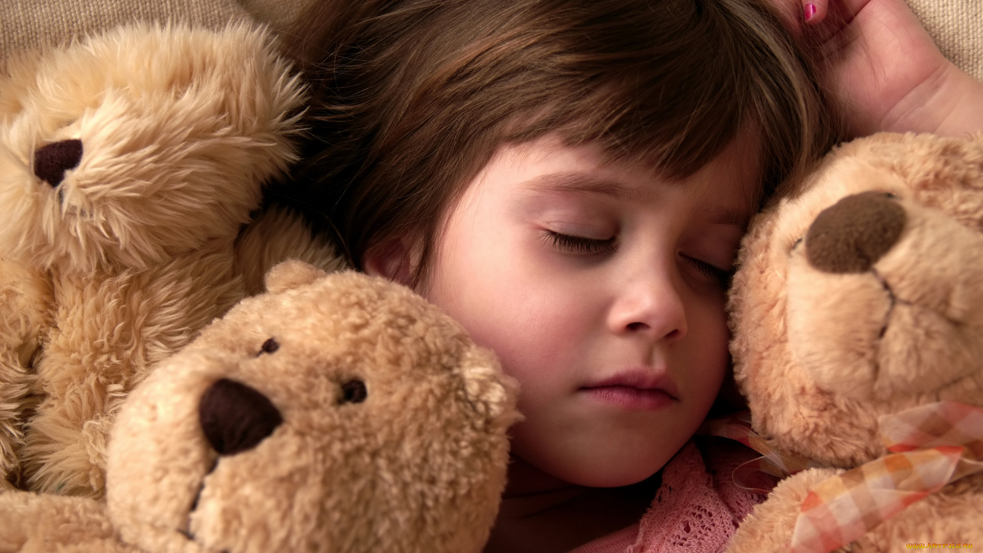 разное, люди, девочка, сон, мишки