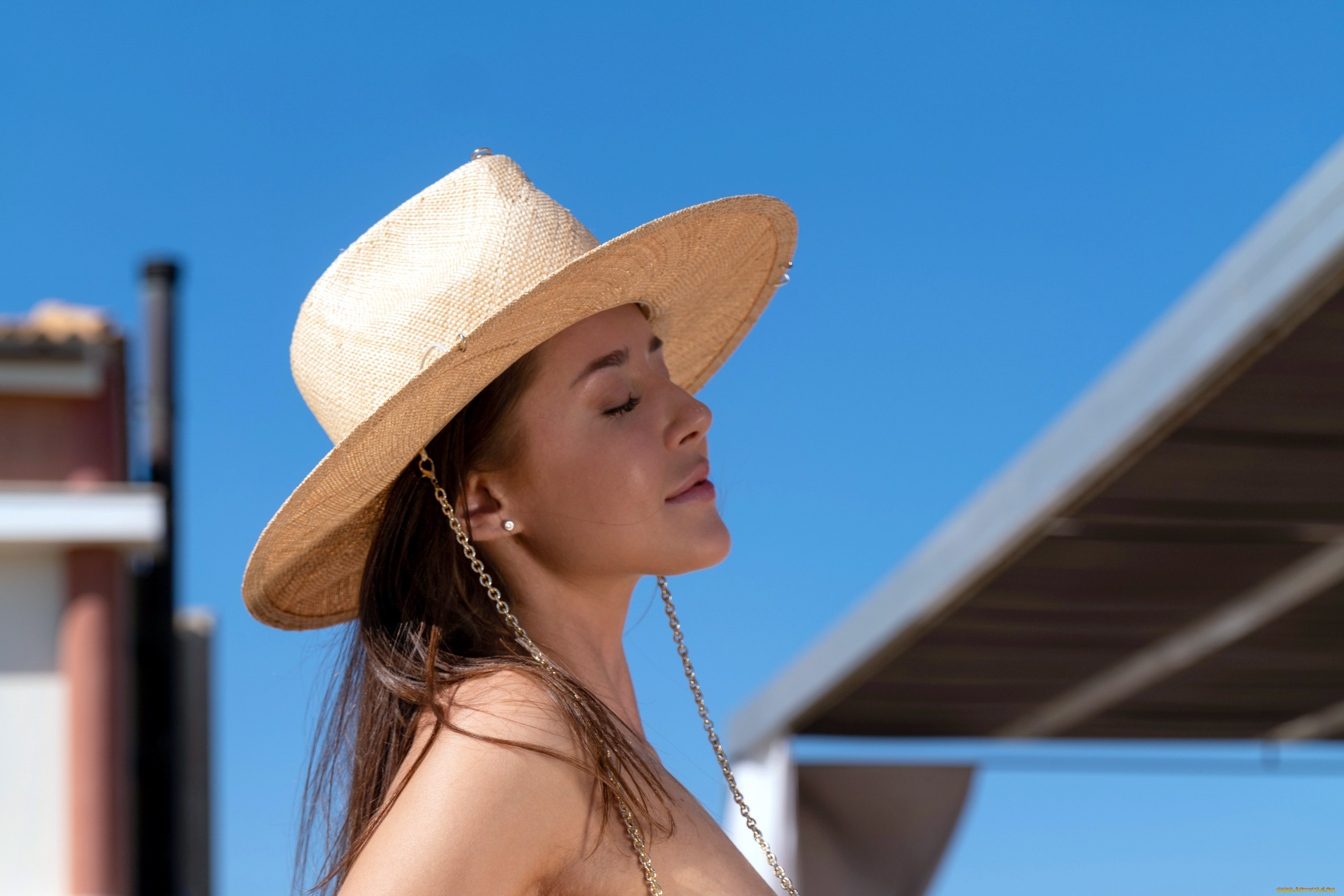 девушки, -, брюнетки, , шатенки, шатенка, шляпа, закрытые, глаза