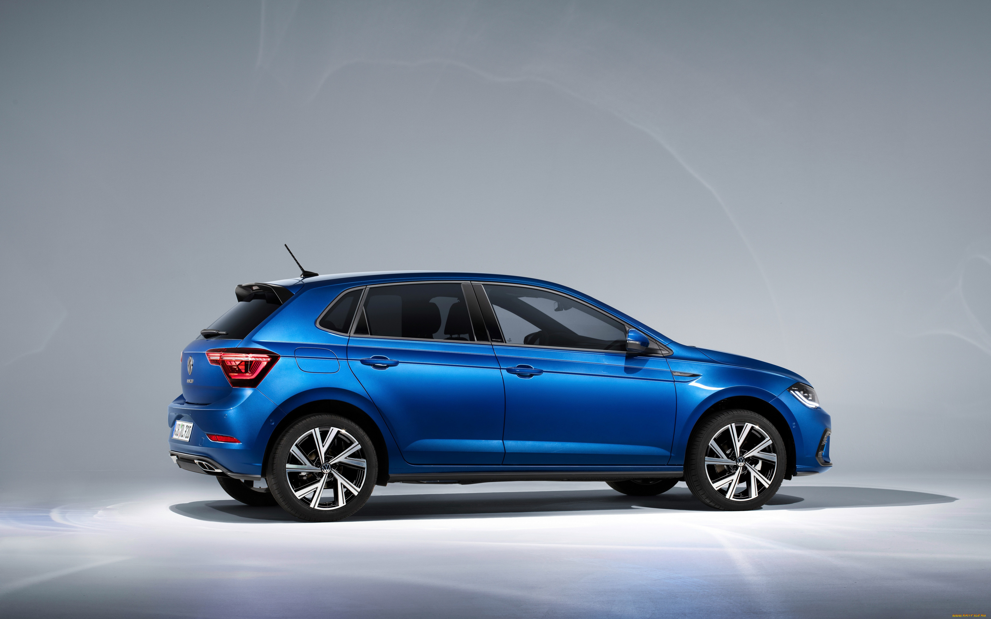 автомобили, volkswagen, polo, r, line, 4k, вид, сзади, экстерьер, синий, хэтчбек, новый, поло, немецкие, фольцваген