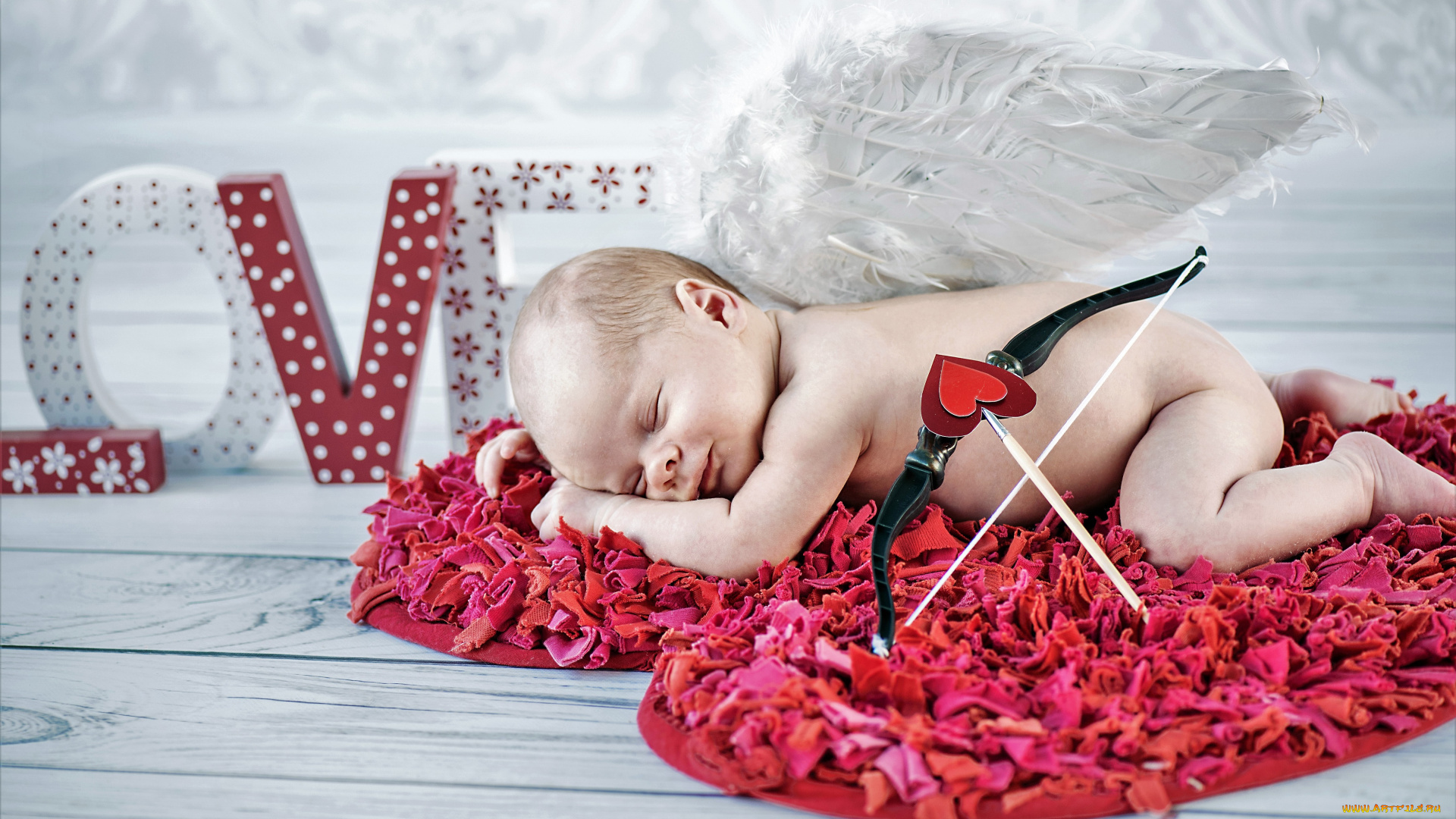 разное, дети, ребенок, купидон, крылья, лук, сон, сердечко