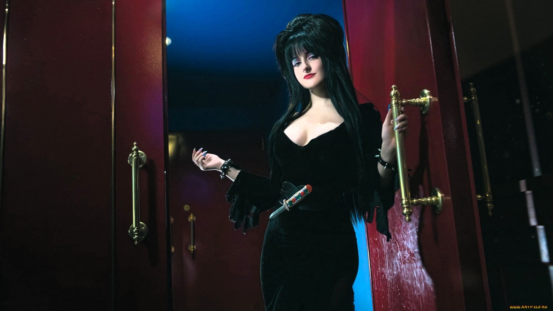 девушки, -, креатив, , косплей, образ, костюм, косплей, наряд, платье, двери