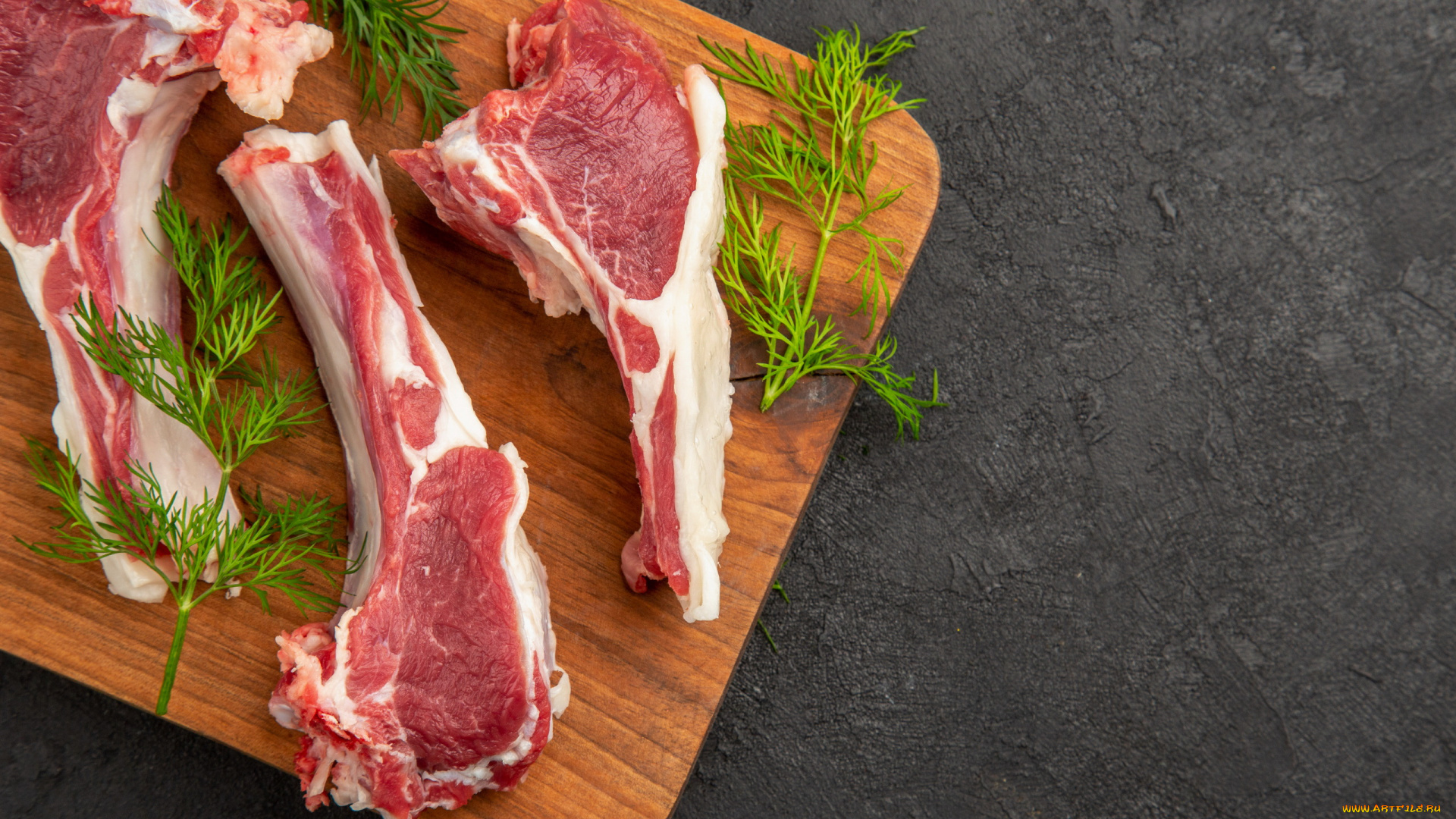 еда, мясные, блюда, укроп, мясо, ребра, свинина