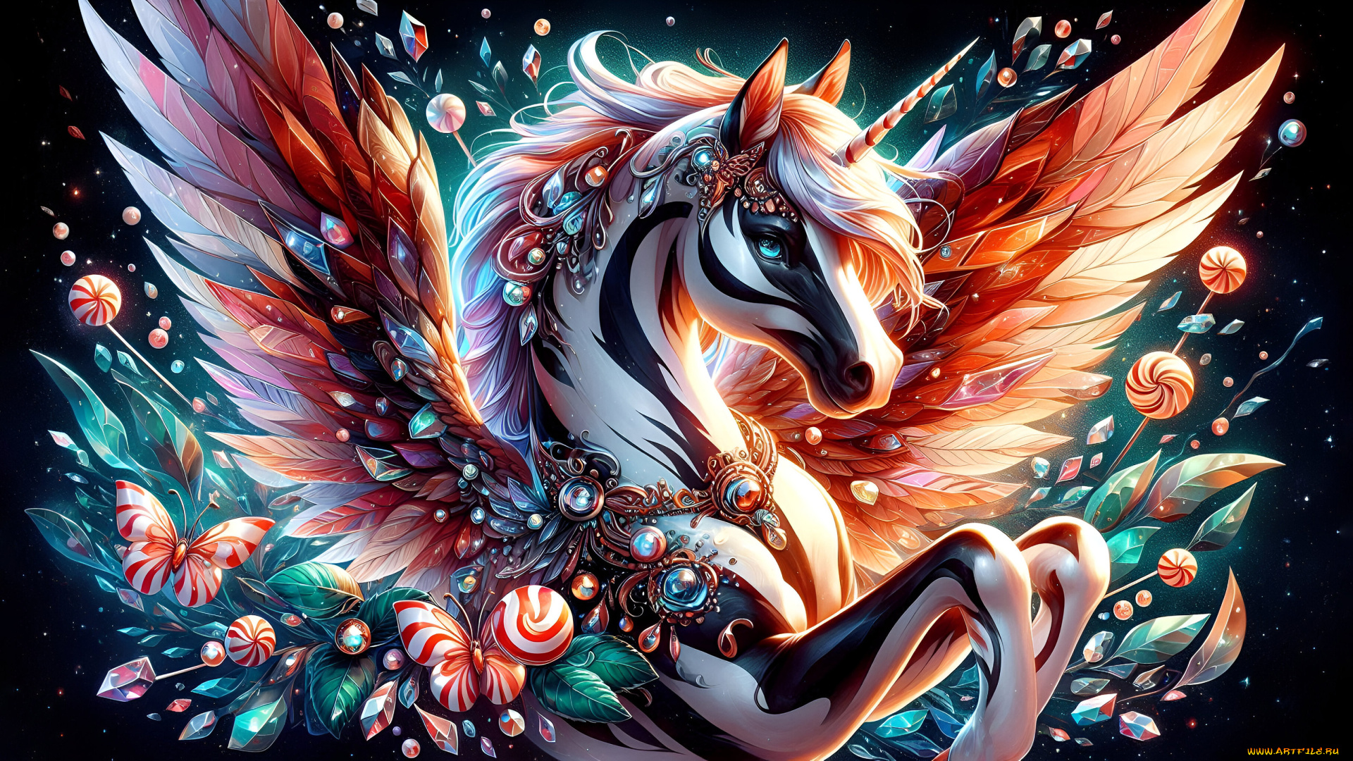 фэнтези, единороги, крылатый, единорог