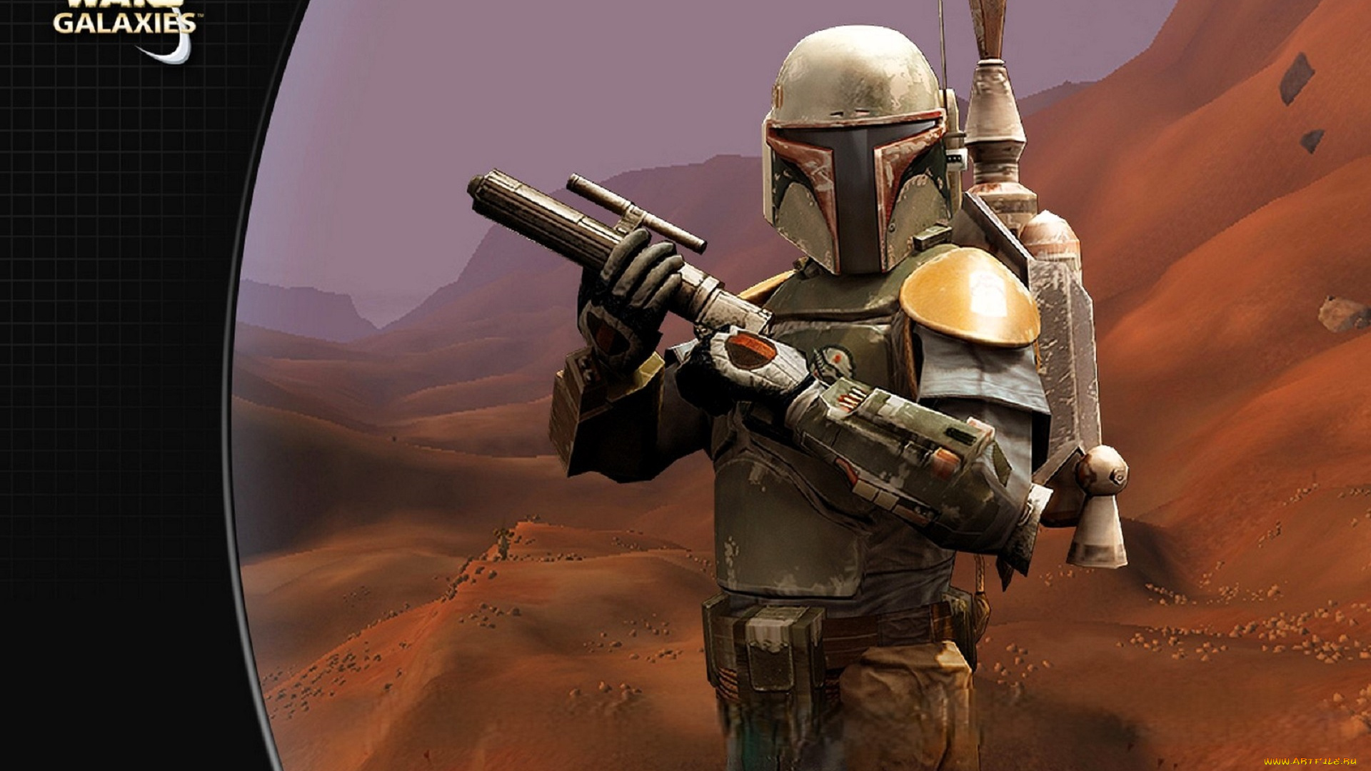 видео, игры, star, wars, , galaxies, воин, мандалорец, оружие, скалы