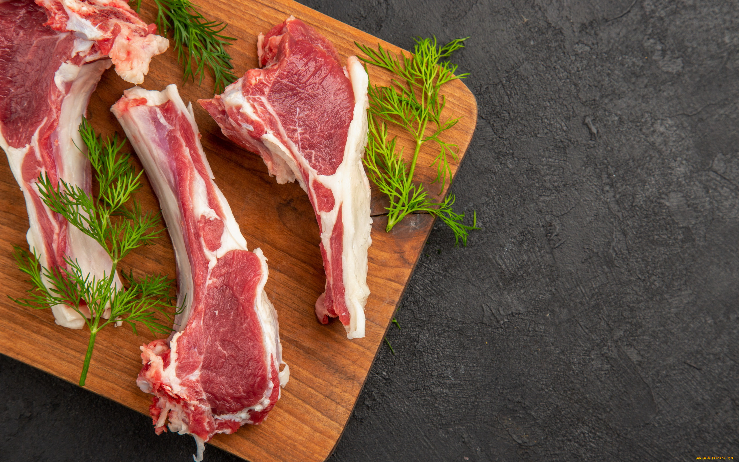 еда, мясные, блюда, укроп, мясо, ребра, свинина