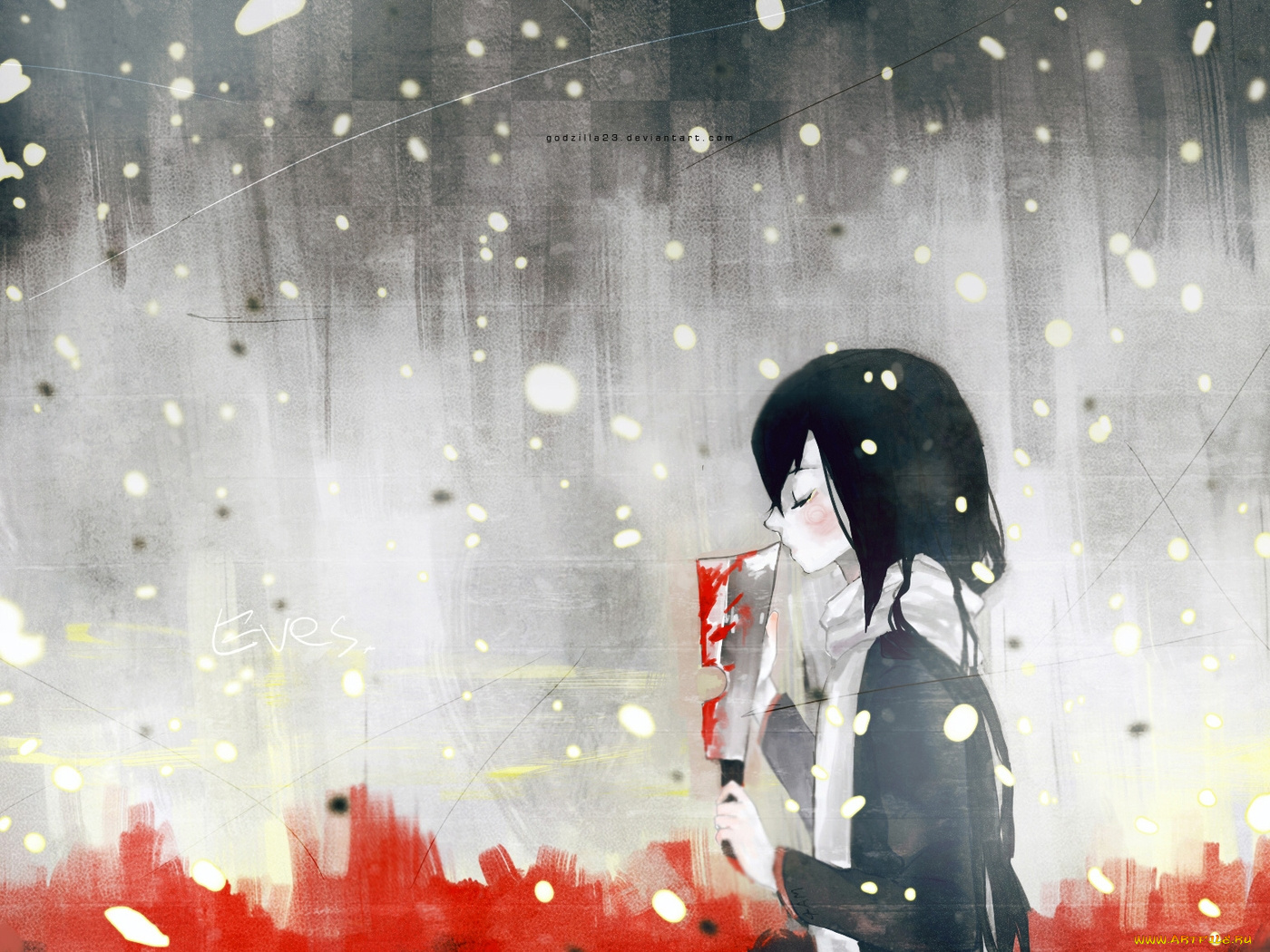 аниме, weapon, blood, technology