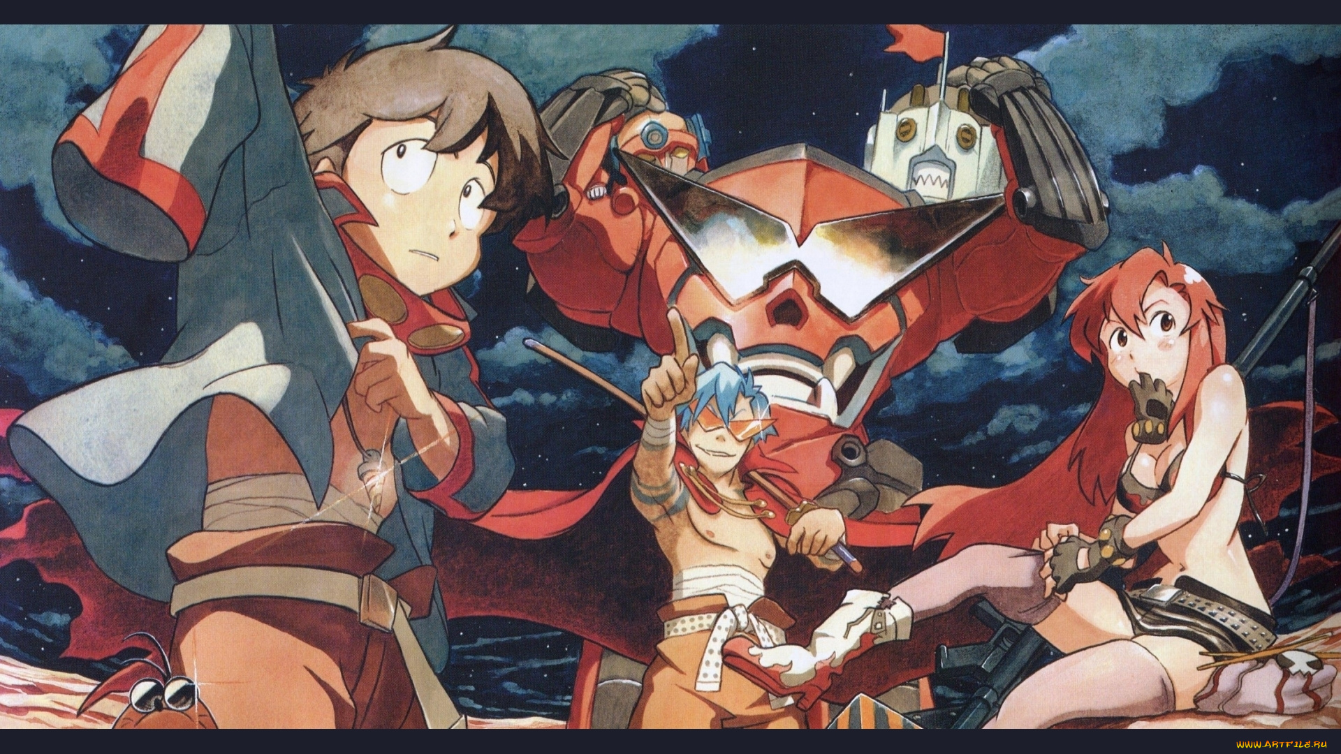 аниме, tengen, toppa, gurren, lagann, yoko, littner, simon, kamina