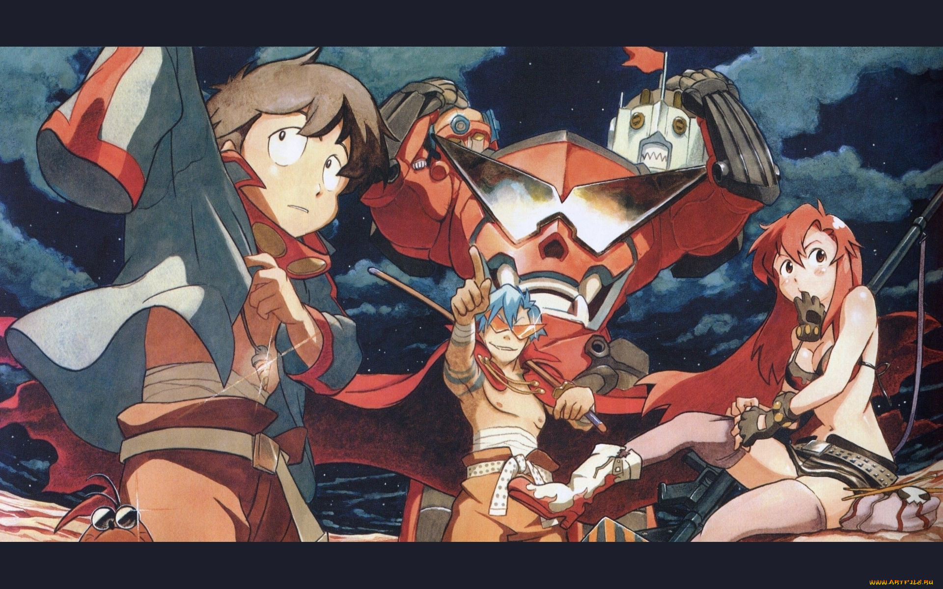 аниме, tengen, toppa, gurren, lagann, yoko, littner, simon, kamina