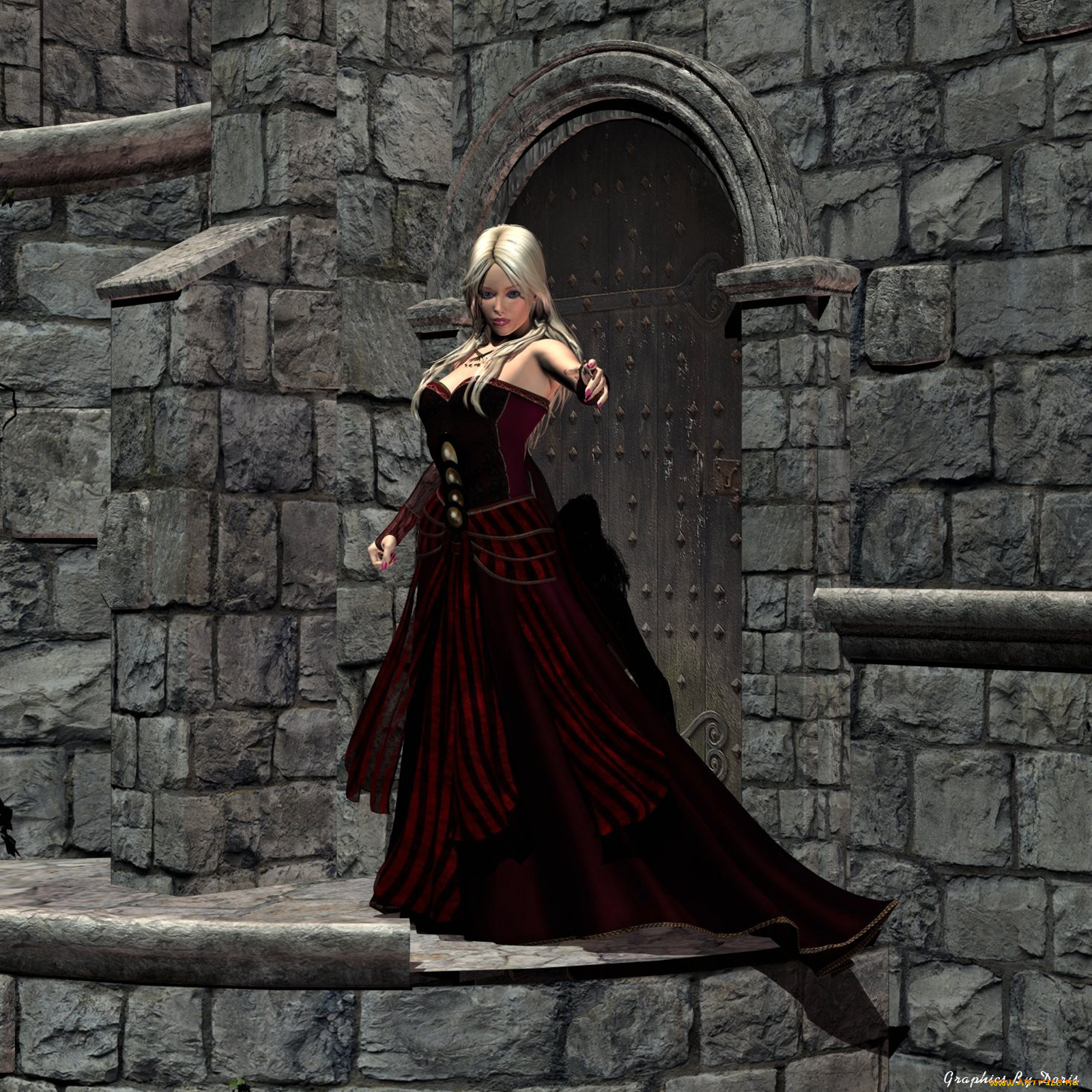 3д, графика, people, люди, крыльцо, девушка