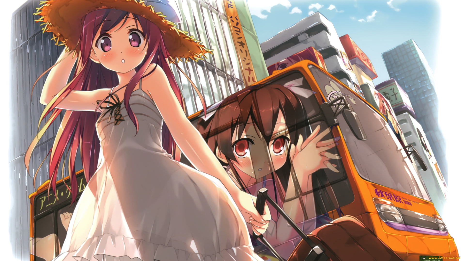 аниме, kantoku, artbook, 5, nenme, no, houkago, kurumi, чемодан, автобус