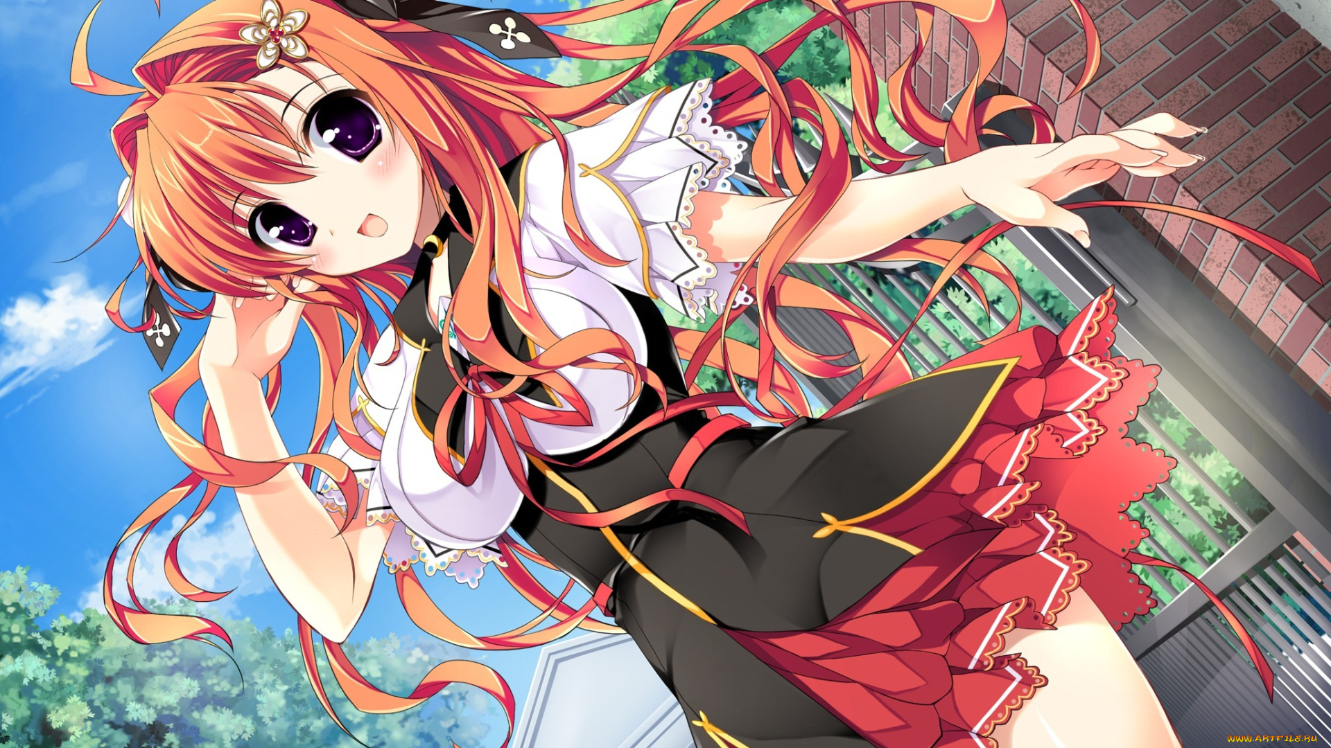 аниме, *unknown, другое, девочка, эмоции, ветер, волосы