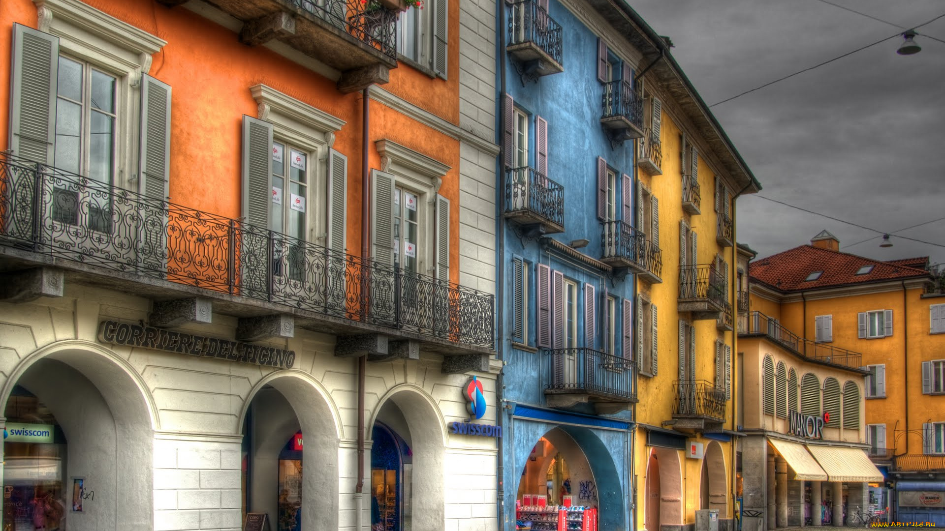 piazza, grande, города, здания, дома, локарно, швейцария