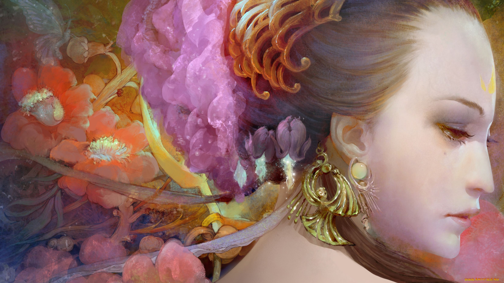 рисованные, люди, серьги