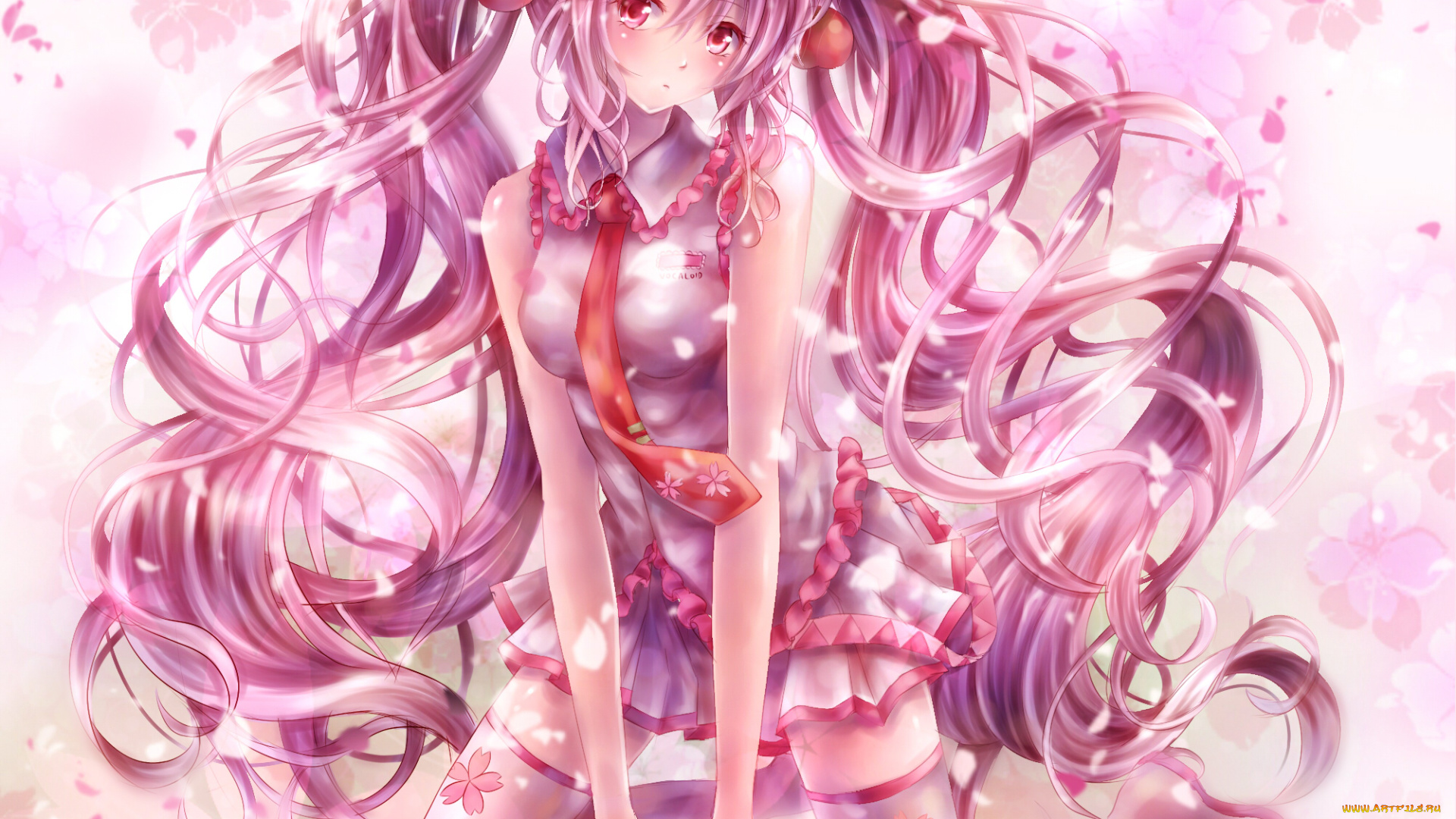 sakura, miku, аниме, vocaloid