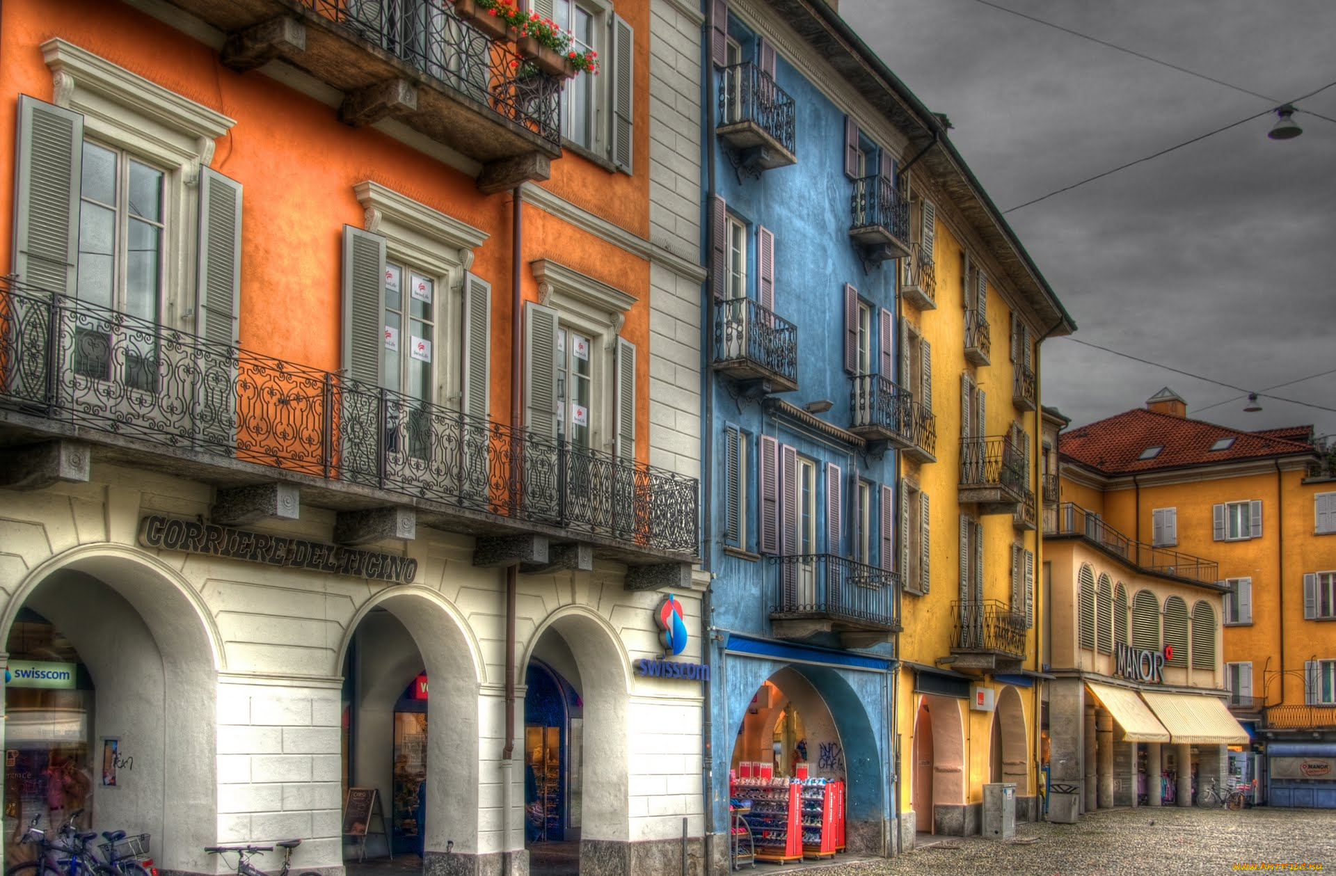 piazza, grande, города, здания, дома, локарно, швейцария