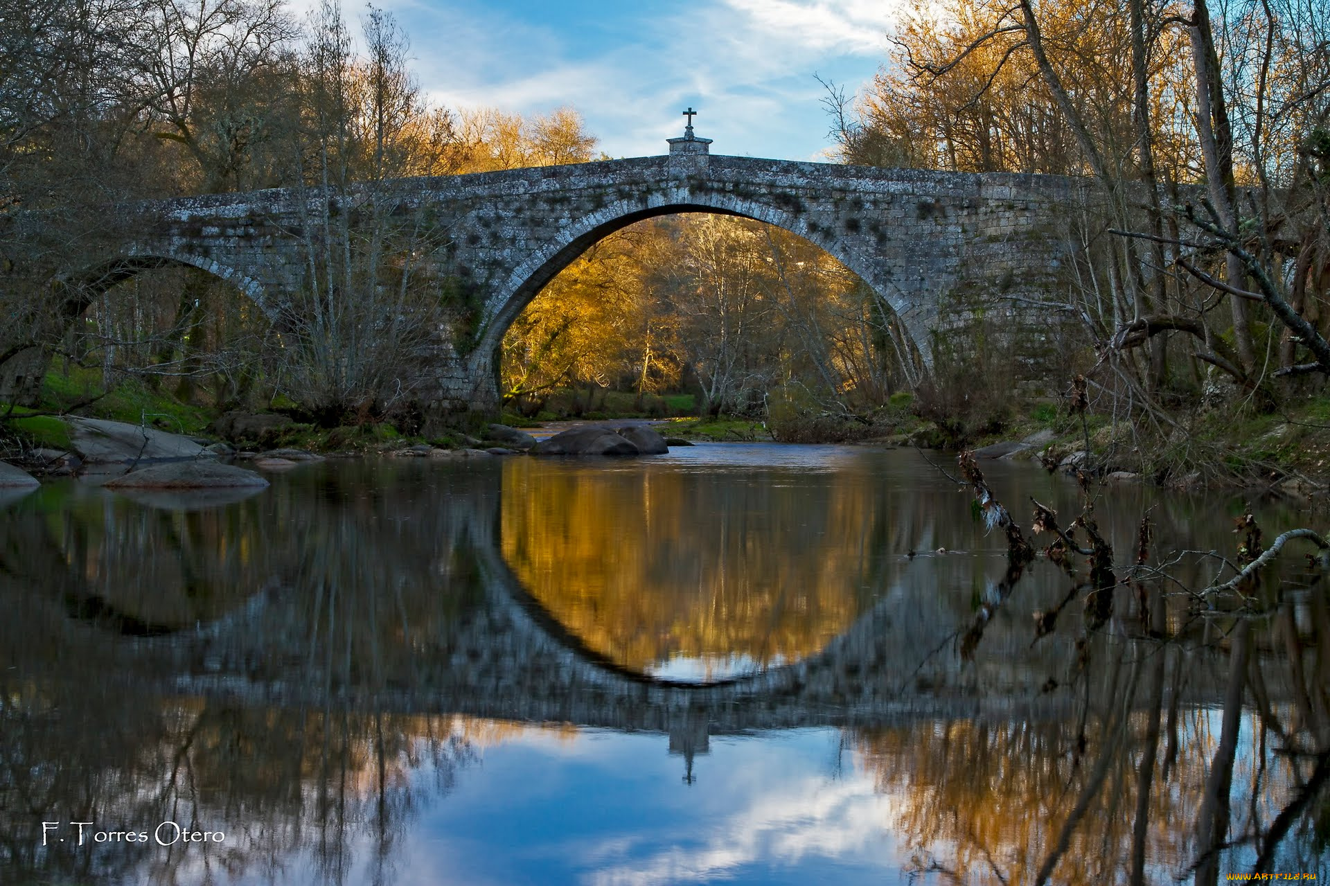 средневековый, мост, clodio, города, мосты, испания