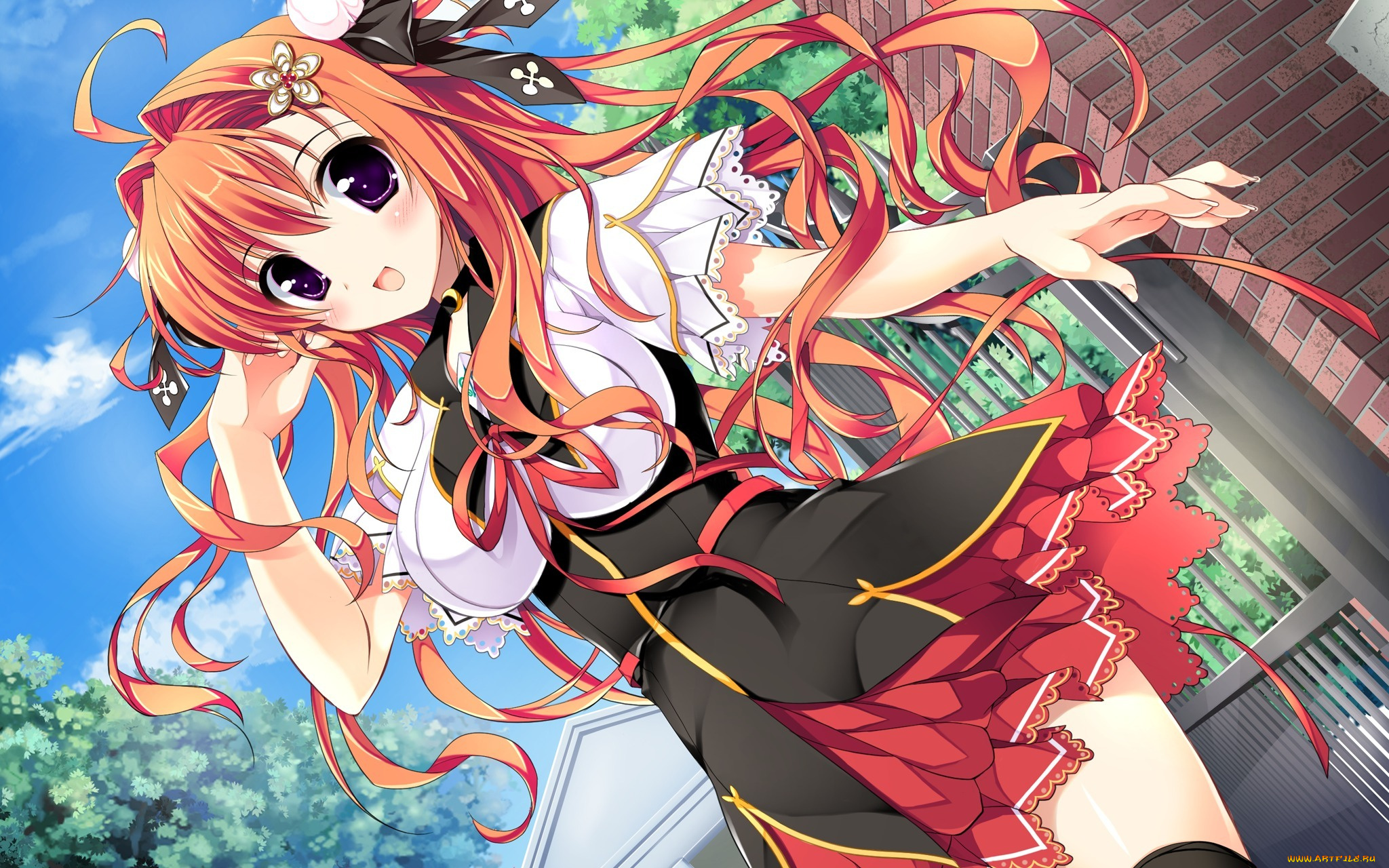 аниме, *unknown, другое, девочка, эмоции, ветер, волосы