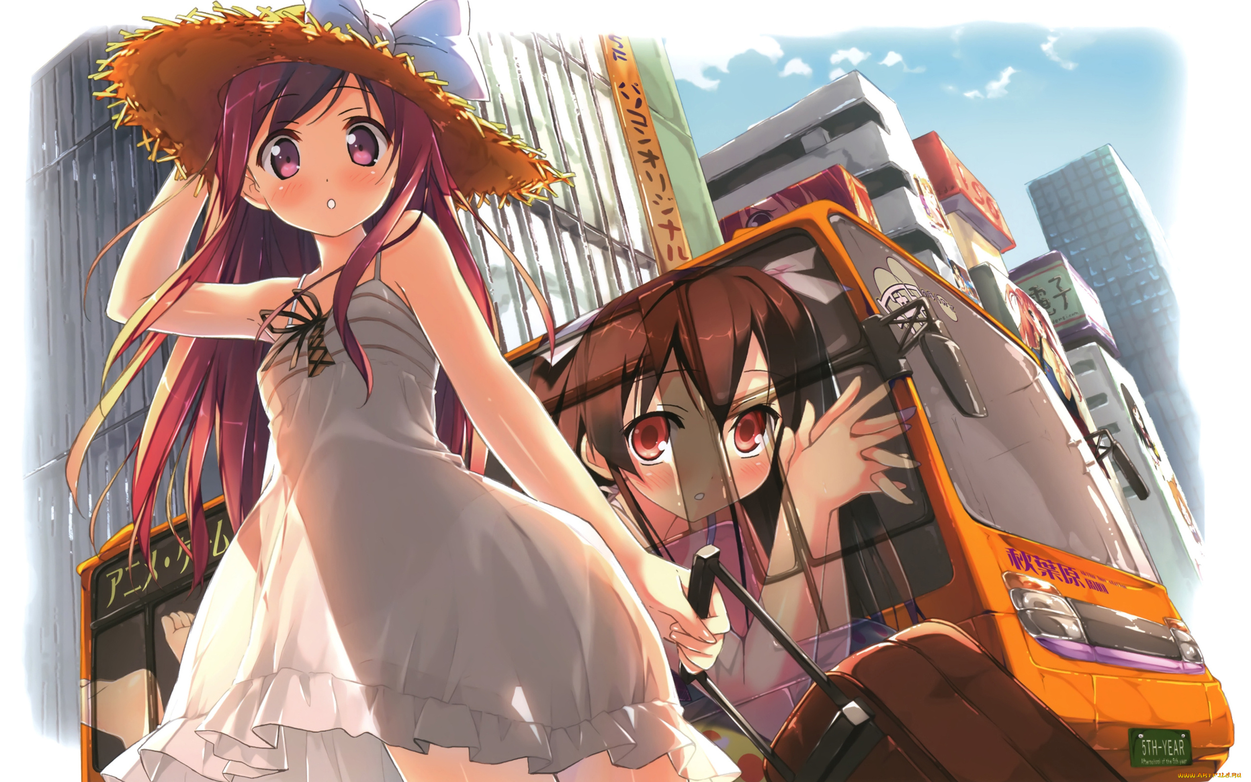 аниме, kantoku, artbook, 5, nenme, no, houkago, kurumi, чемодан, автобус