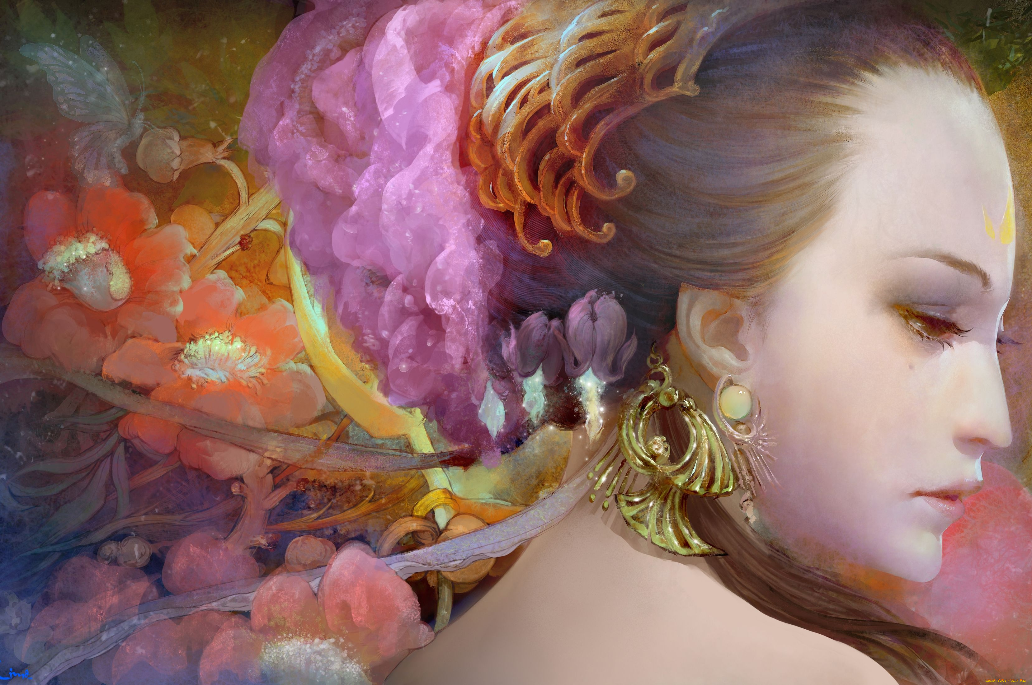 рисованные, люди, серьги