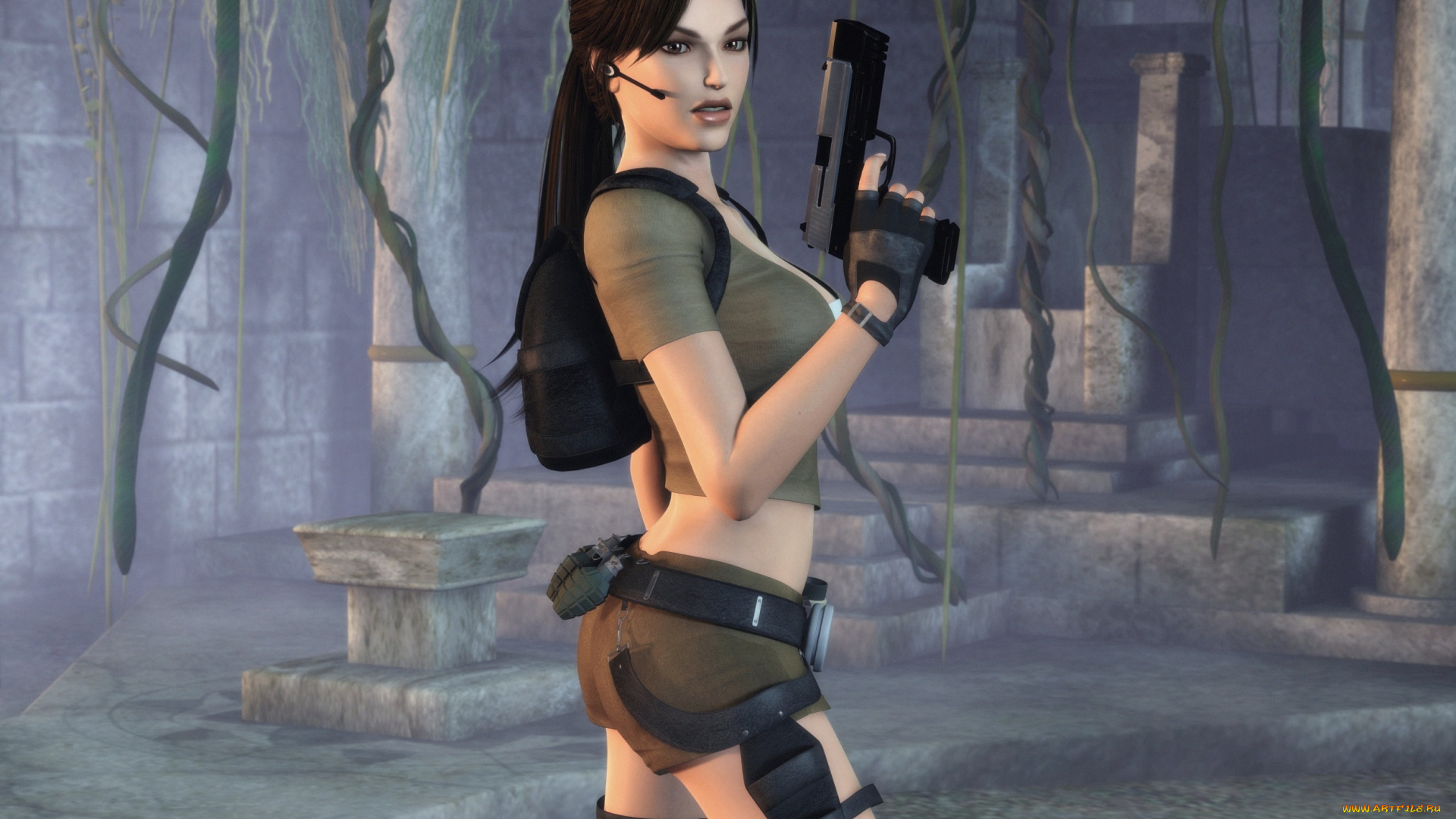 3д, графика, people, люди, девушка, пистолет