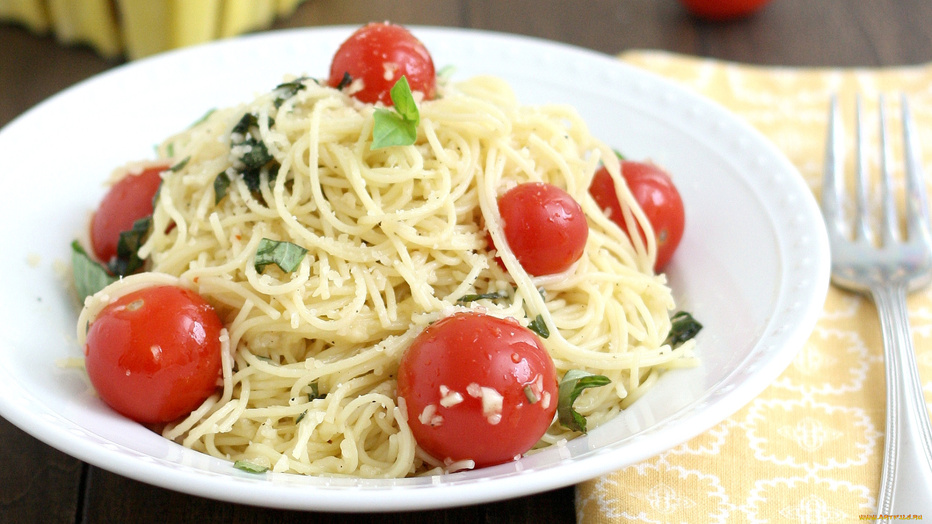 еда, макаронные, блюда, спагетти, помидоры