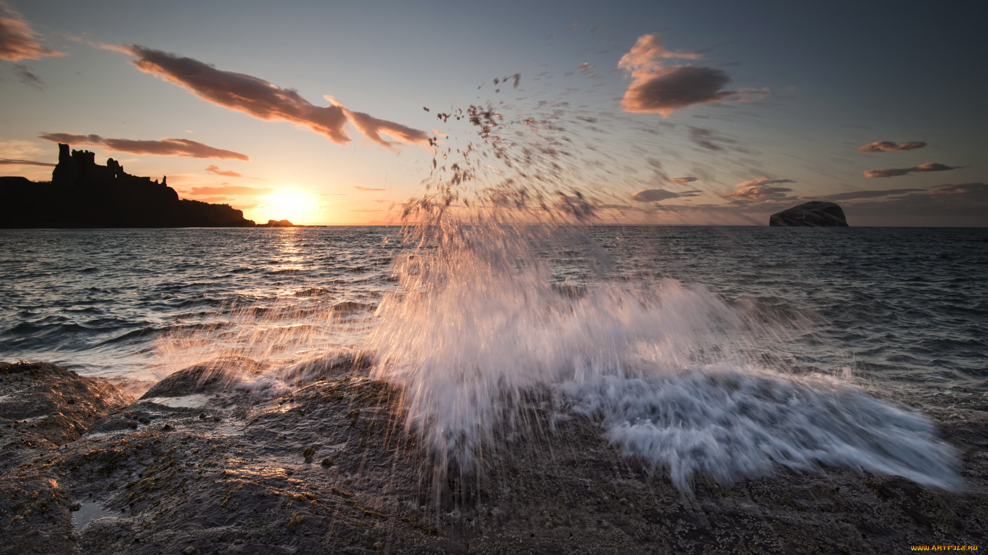 edinburgh, шотландия, природа, восходы, закаты, побережье, волны