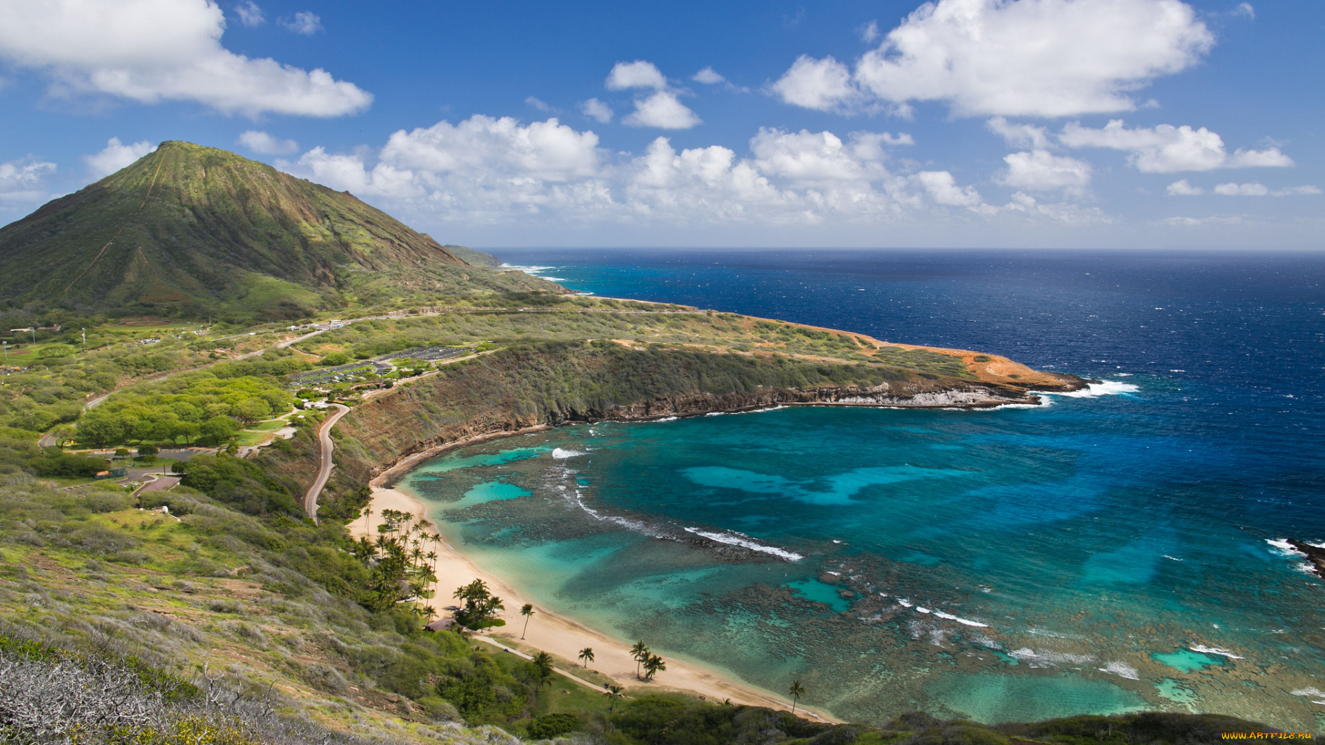 hanauma, bay, o&, 699, ahu, island, hawai, природа, побережье, пейзаж, гора, гавайи, залив, ханаума, остров, оаху, oahu