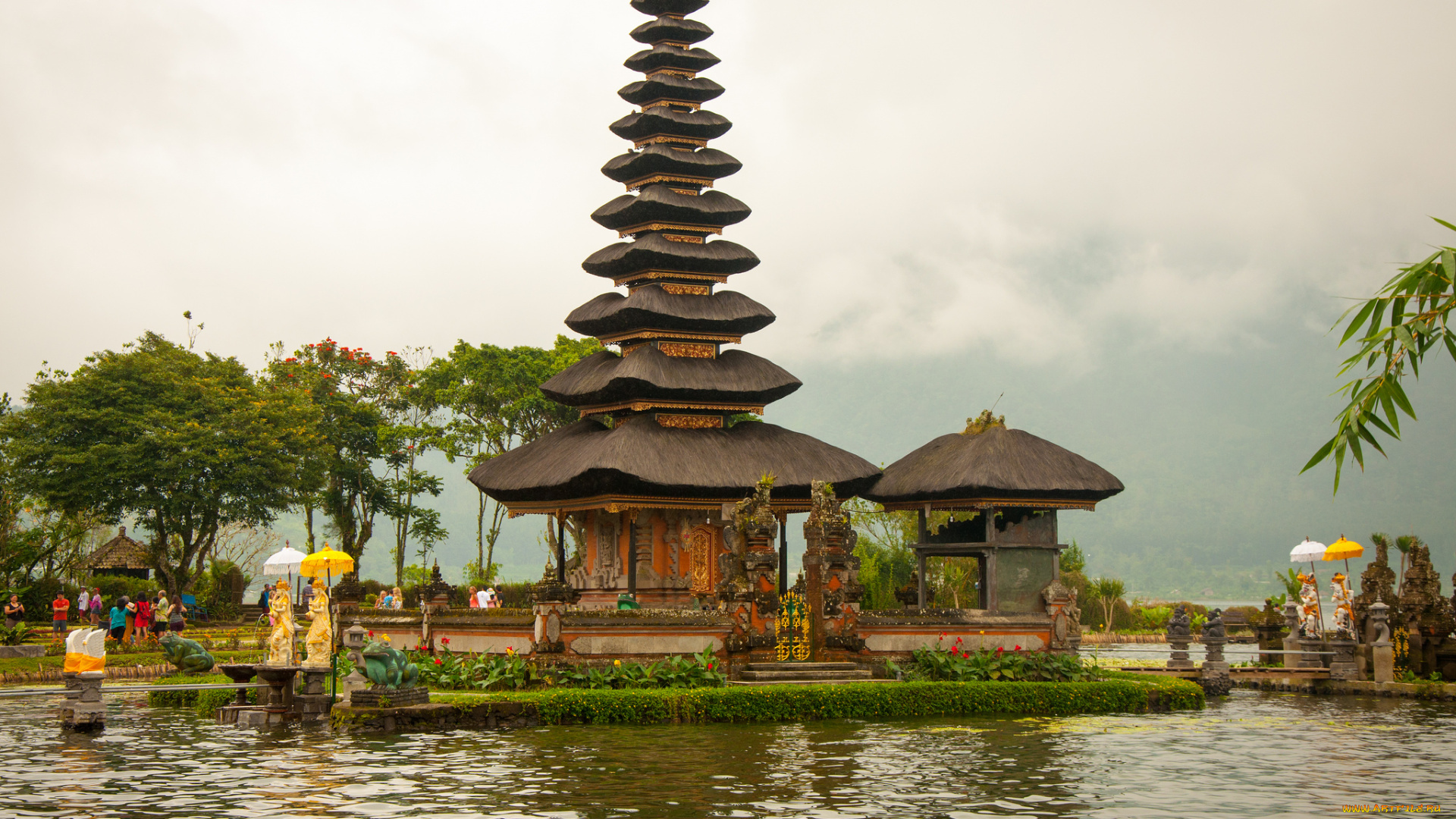 храм, воды, бали, города, буддистские, другие, храмы, пагода, индонезия