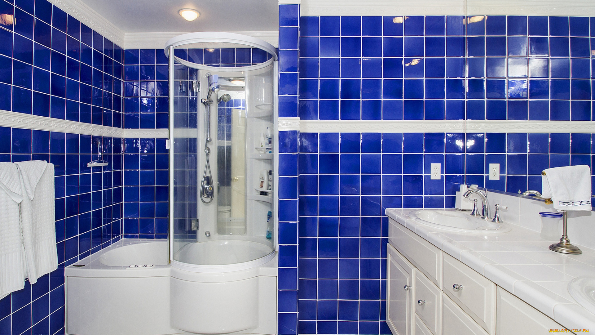 интерьер, ванная, туалетная, комнаты, плитка, душ