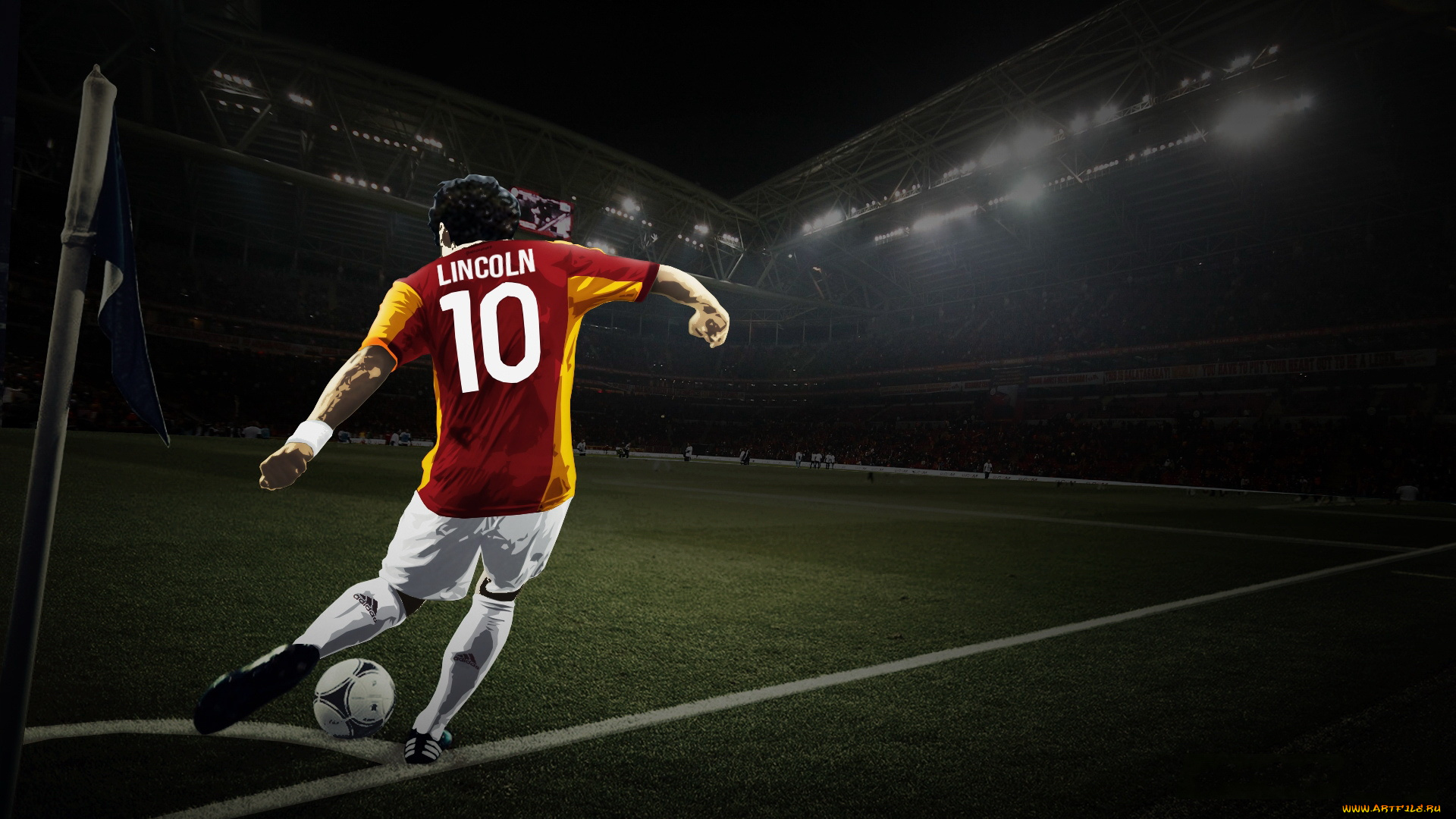 спорт, 3d, рисованные, стадион, мяч