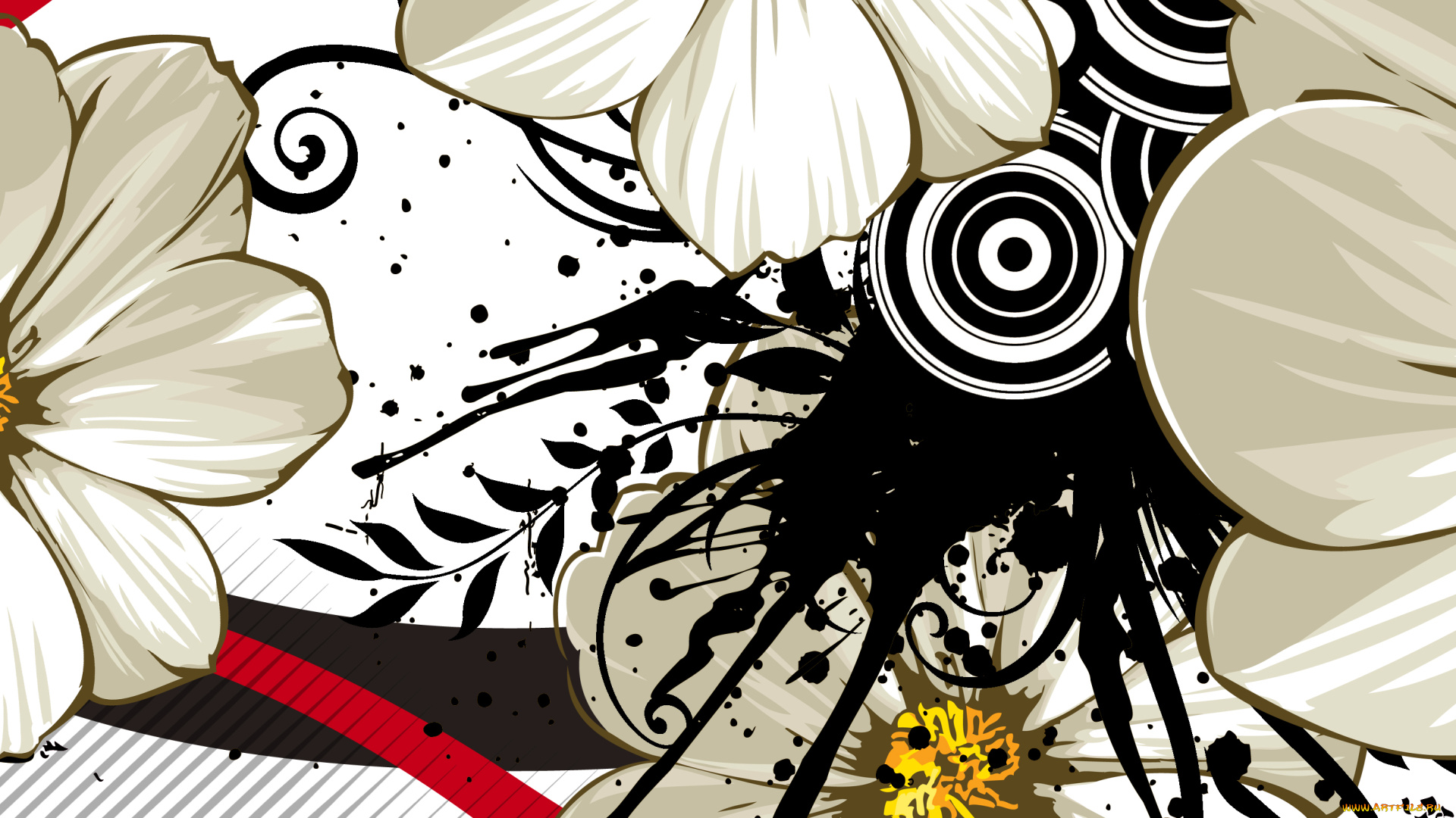 векторная, графика, цветы, лепестки