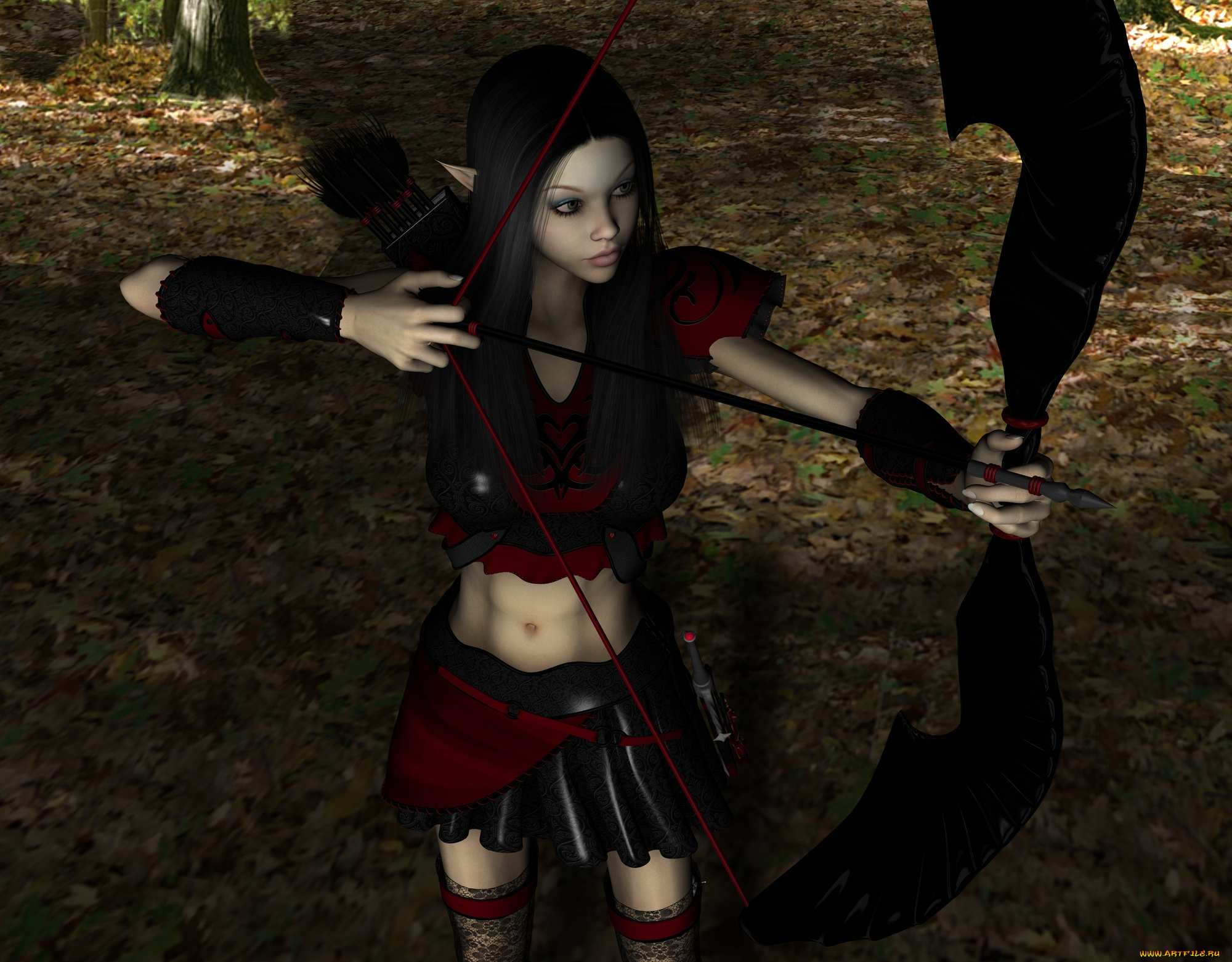 3д, графика, elves, эльфы, эльфиека, лес