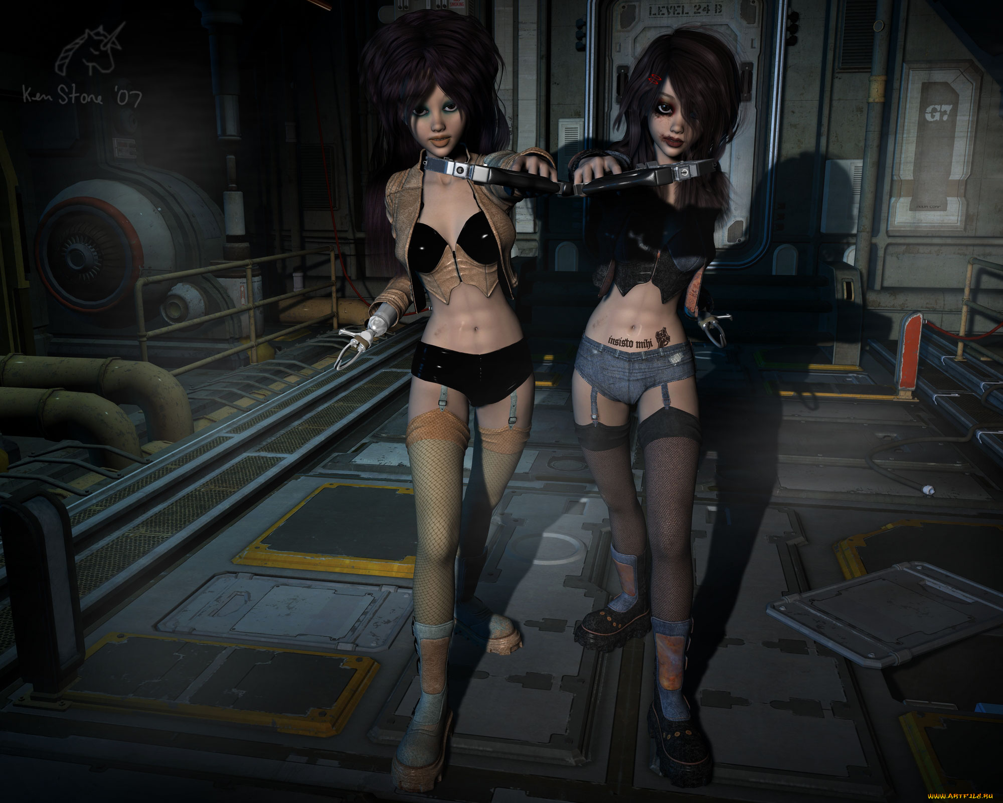 3д, графика, fantasy, фантазия, девушки, оружие