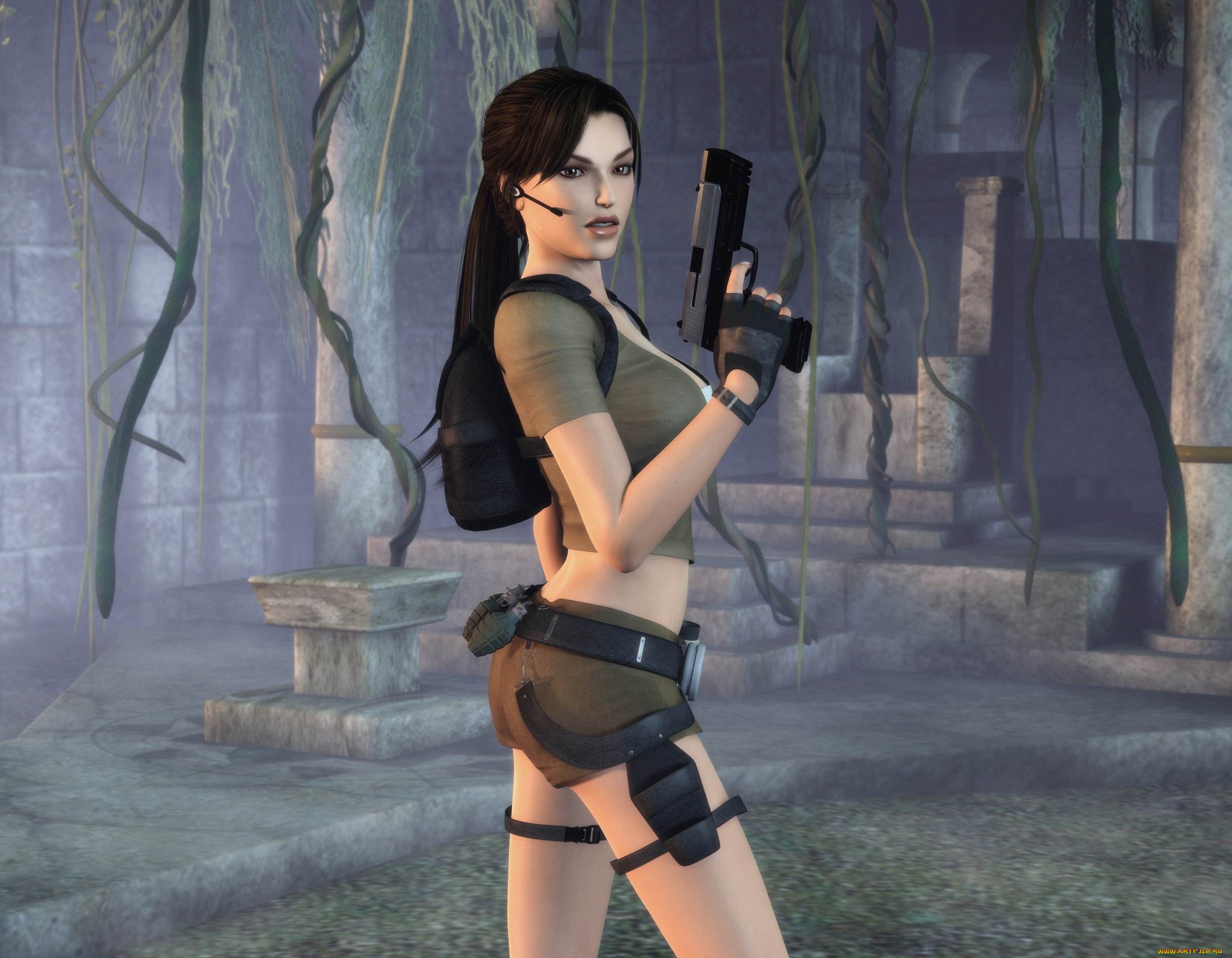 3д, графика, people, люди, девушка, пистолет