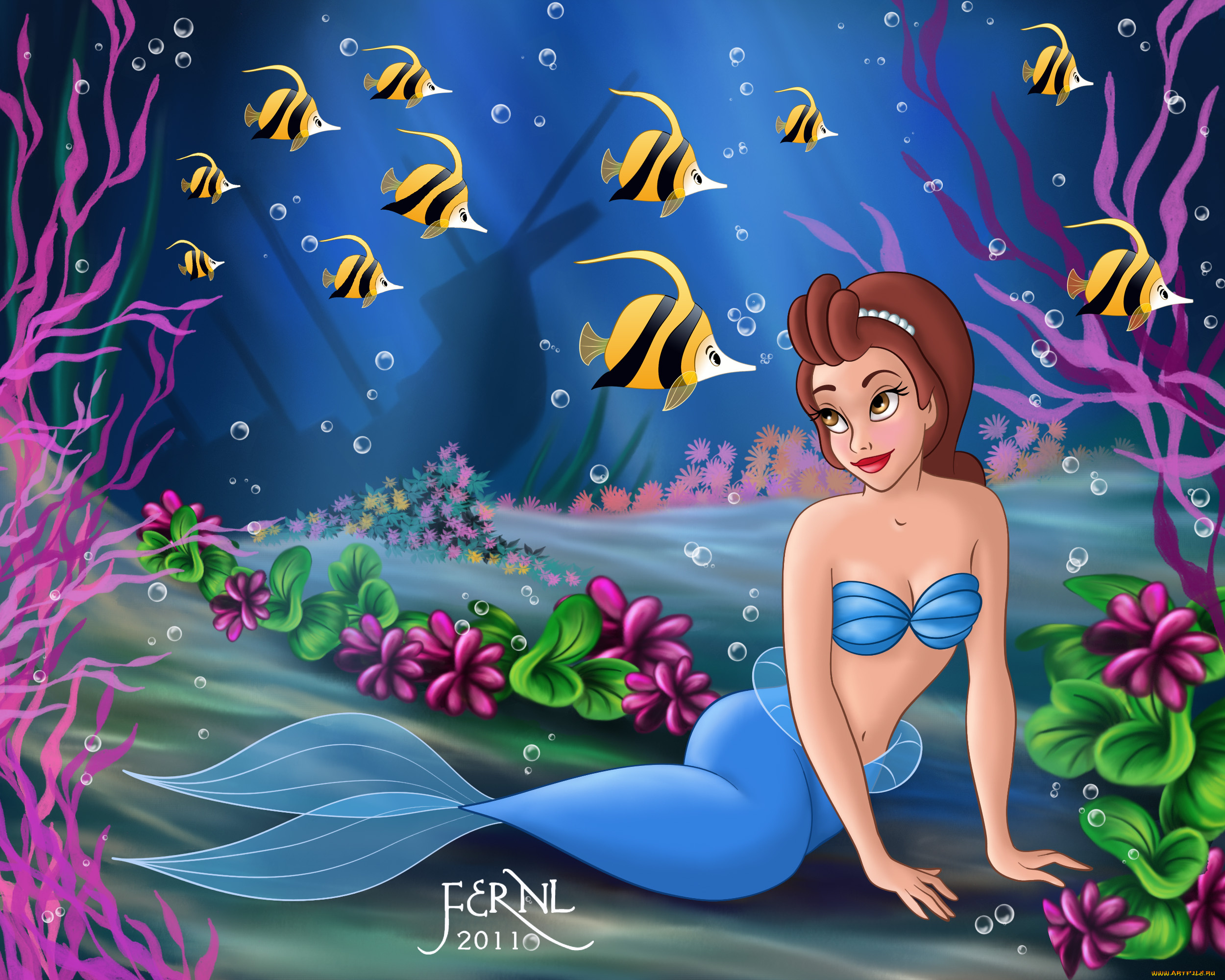 мультфильмы, the, little, mermaid, русалка, море, рыбы