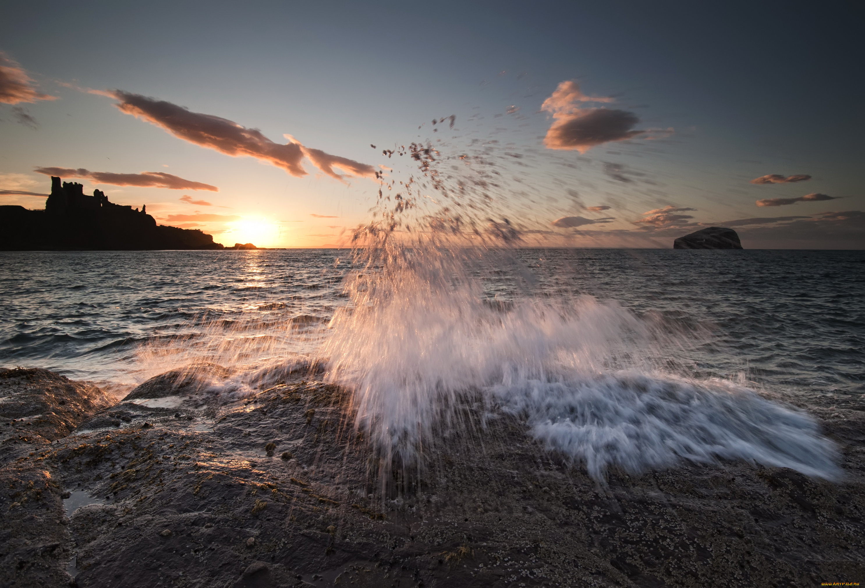 edinburgh, шотландия, природа, восходы, закаты, побережье, волны