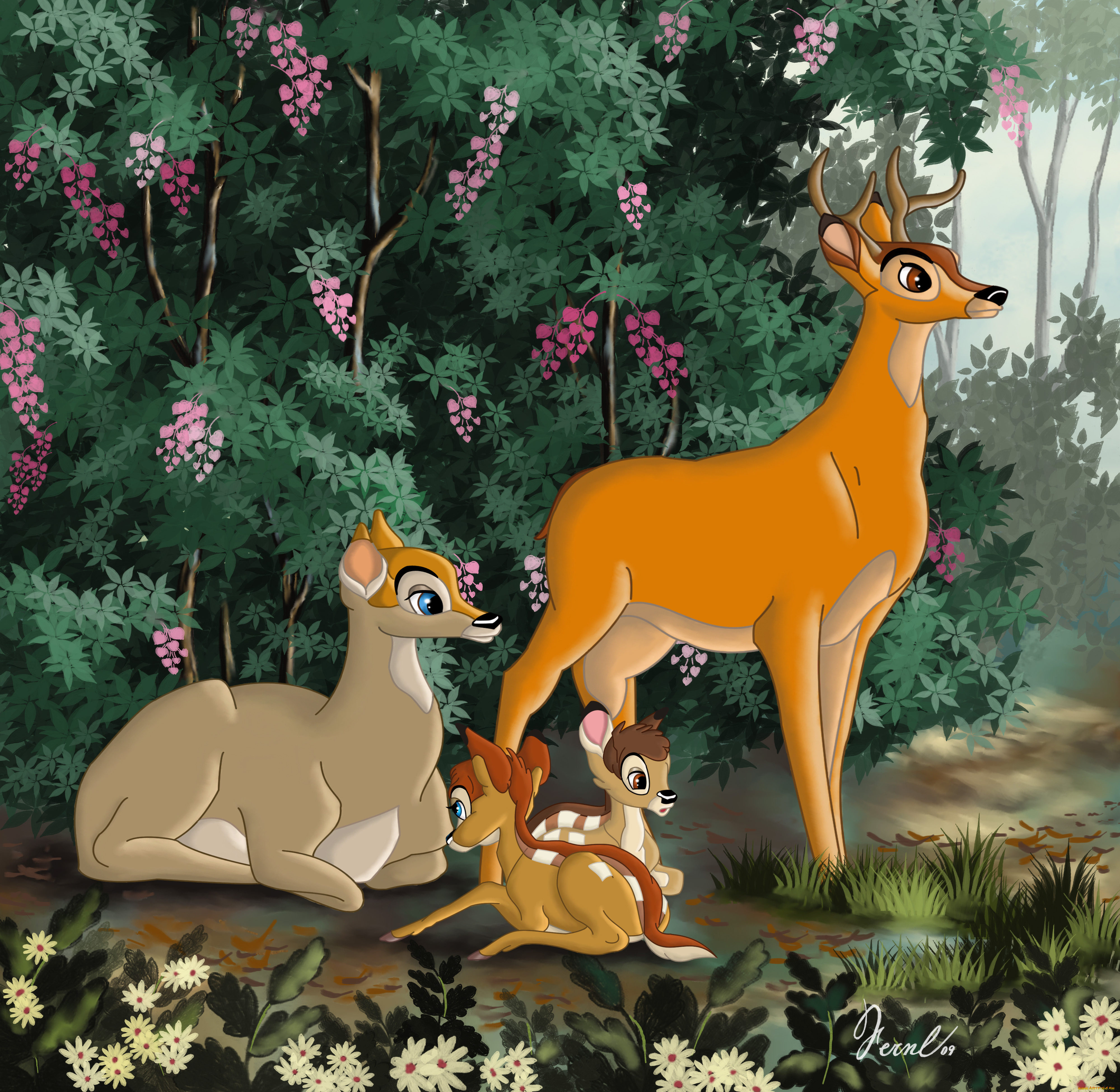 мультфильмы, bambi, олени