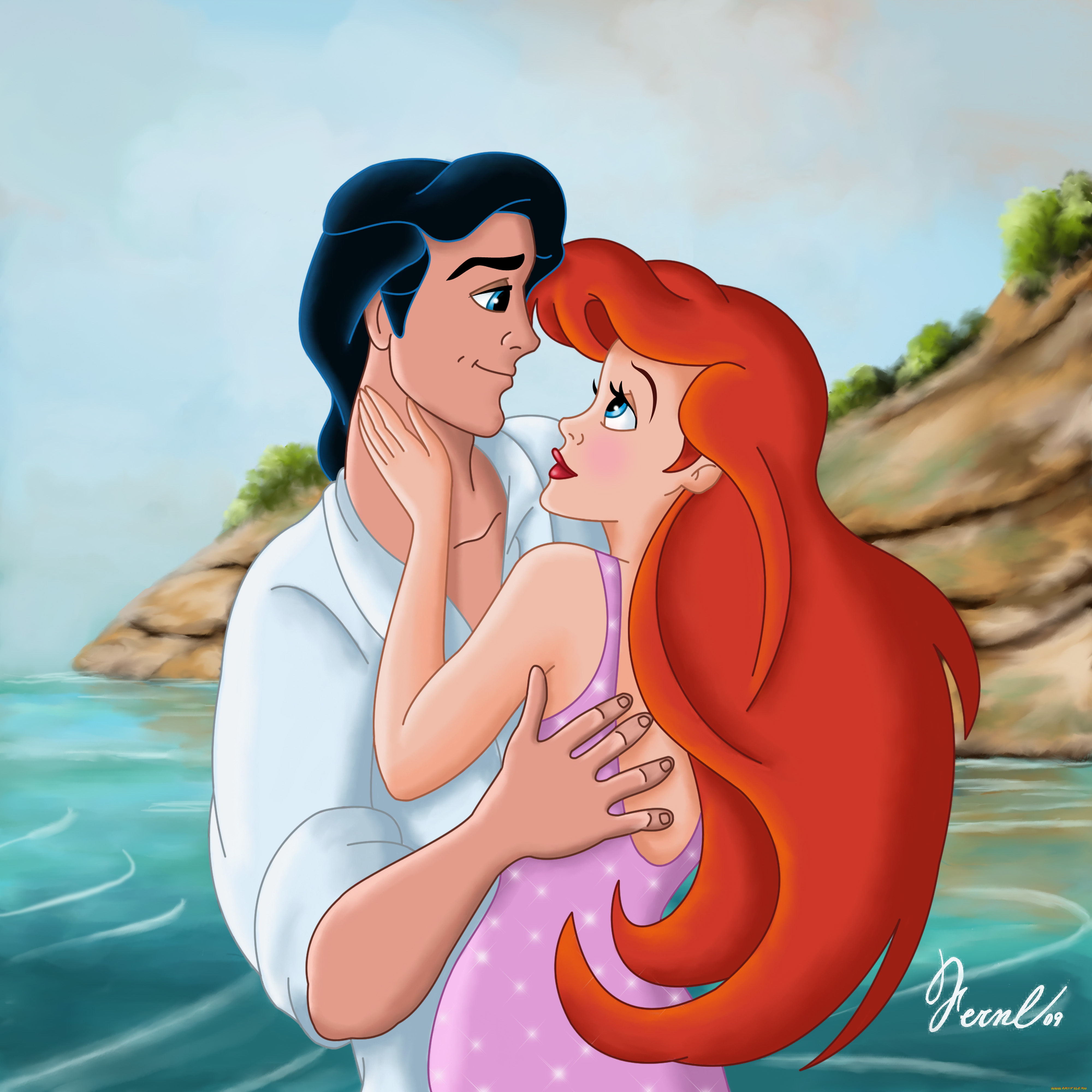 мультфильмы, the, little, mermaid, парень, русалка