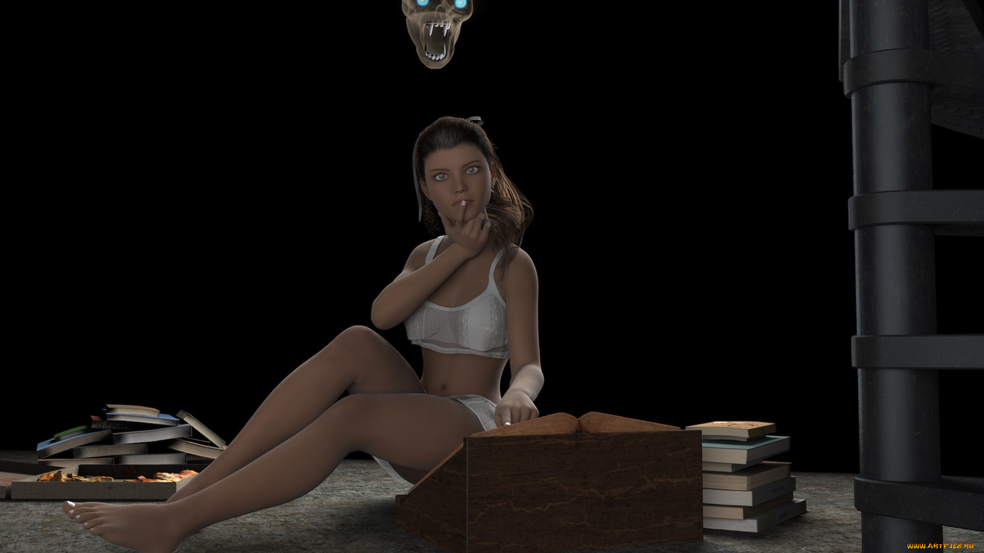 3д, графика, фантазия, , fantasy, девушка, взгляд, фон