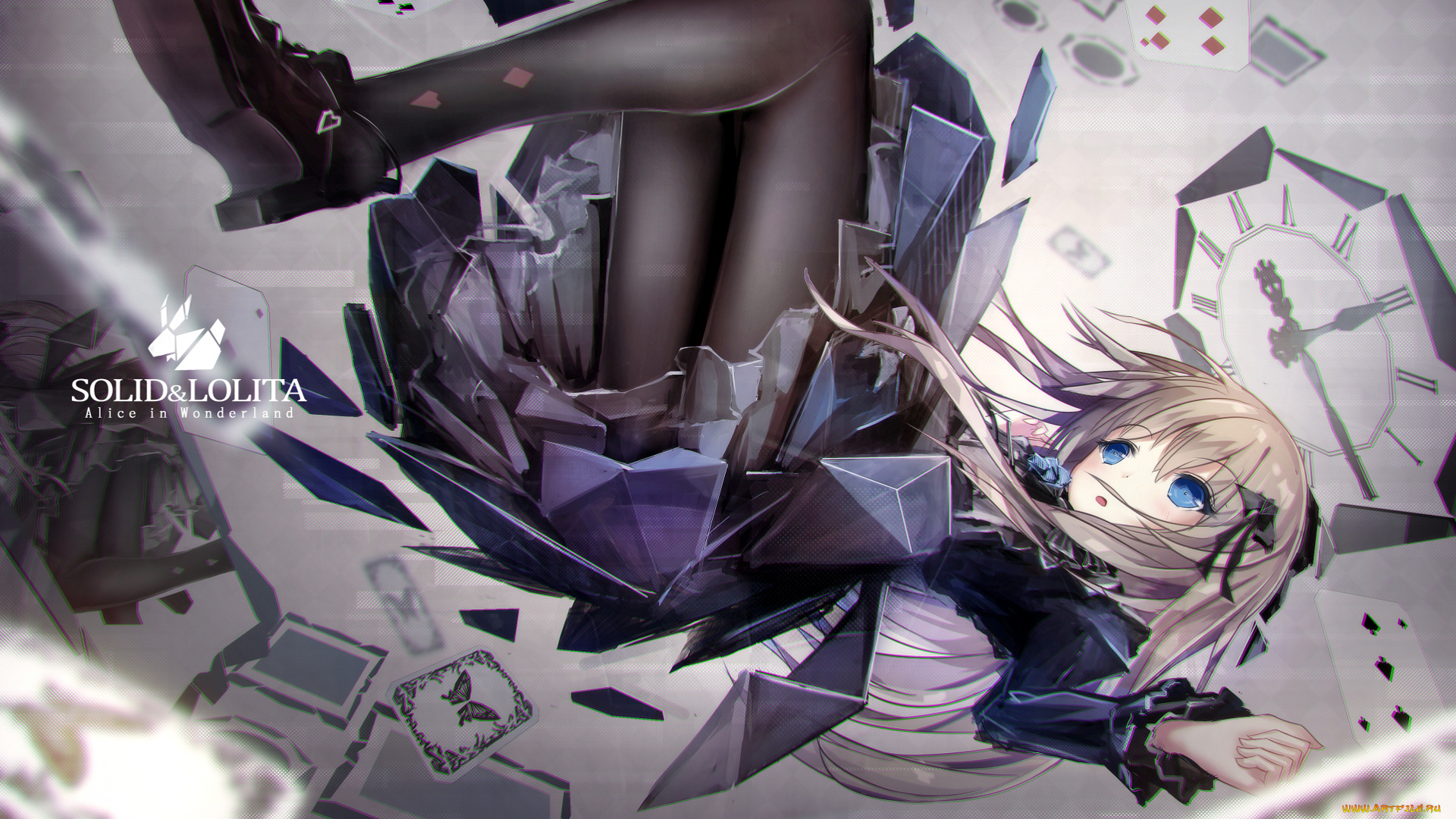 аниме, alice, in, wonderland, фон, взгляд, девушка