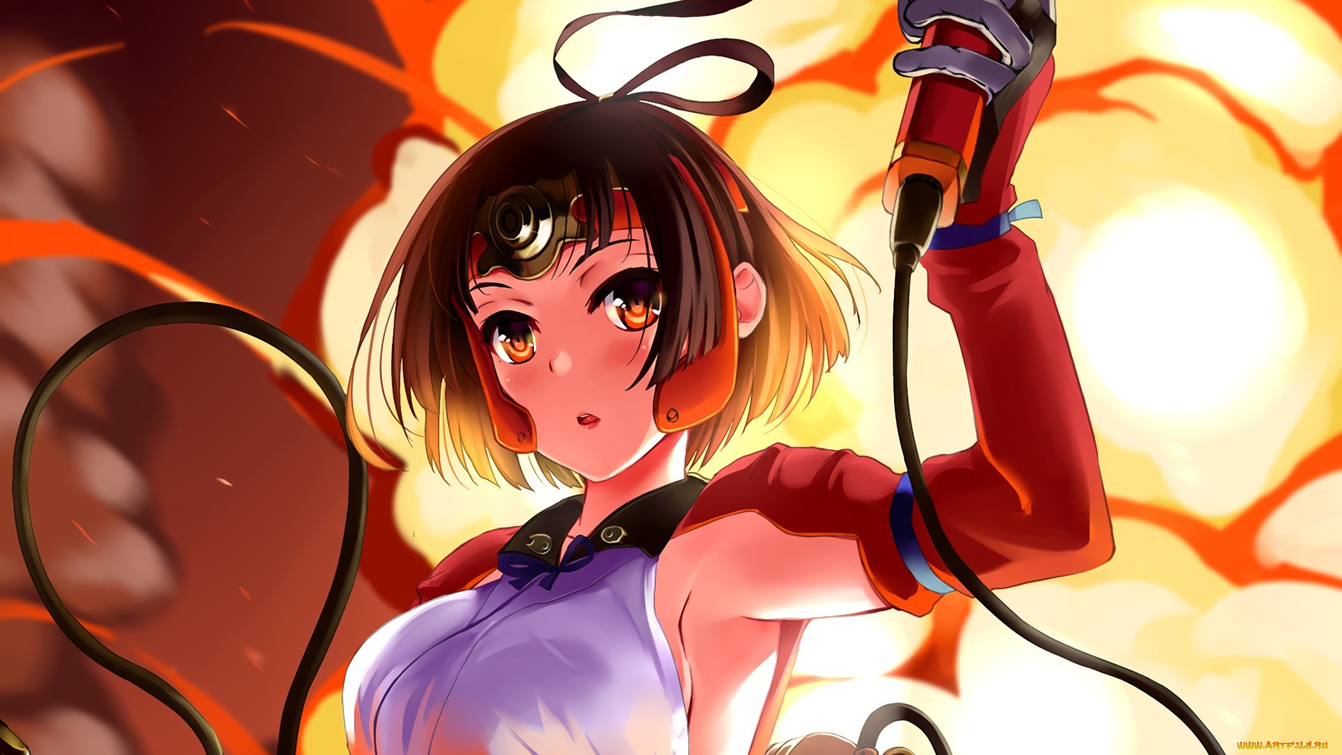 аниме, музыка, взгляд, фон, девушка