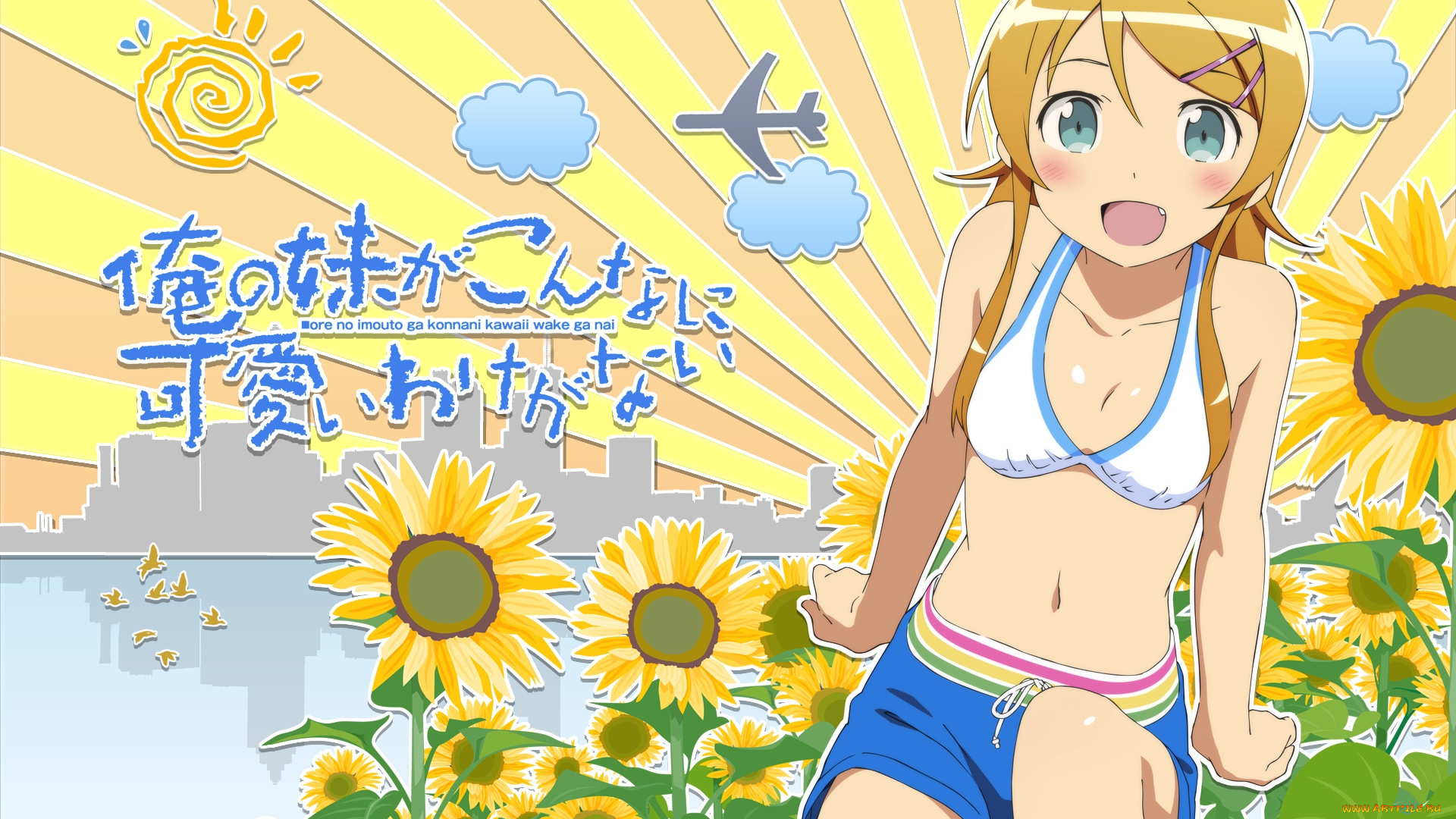 аниме, oreimo, взгляд, девушка, фон