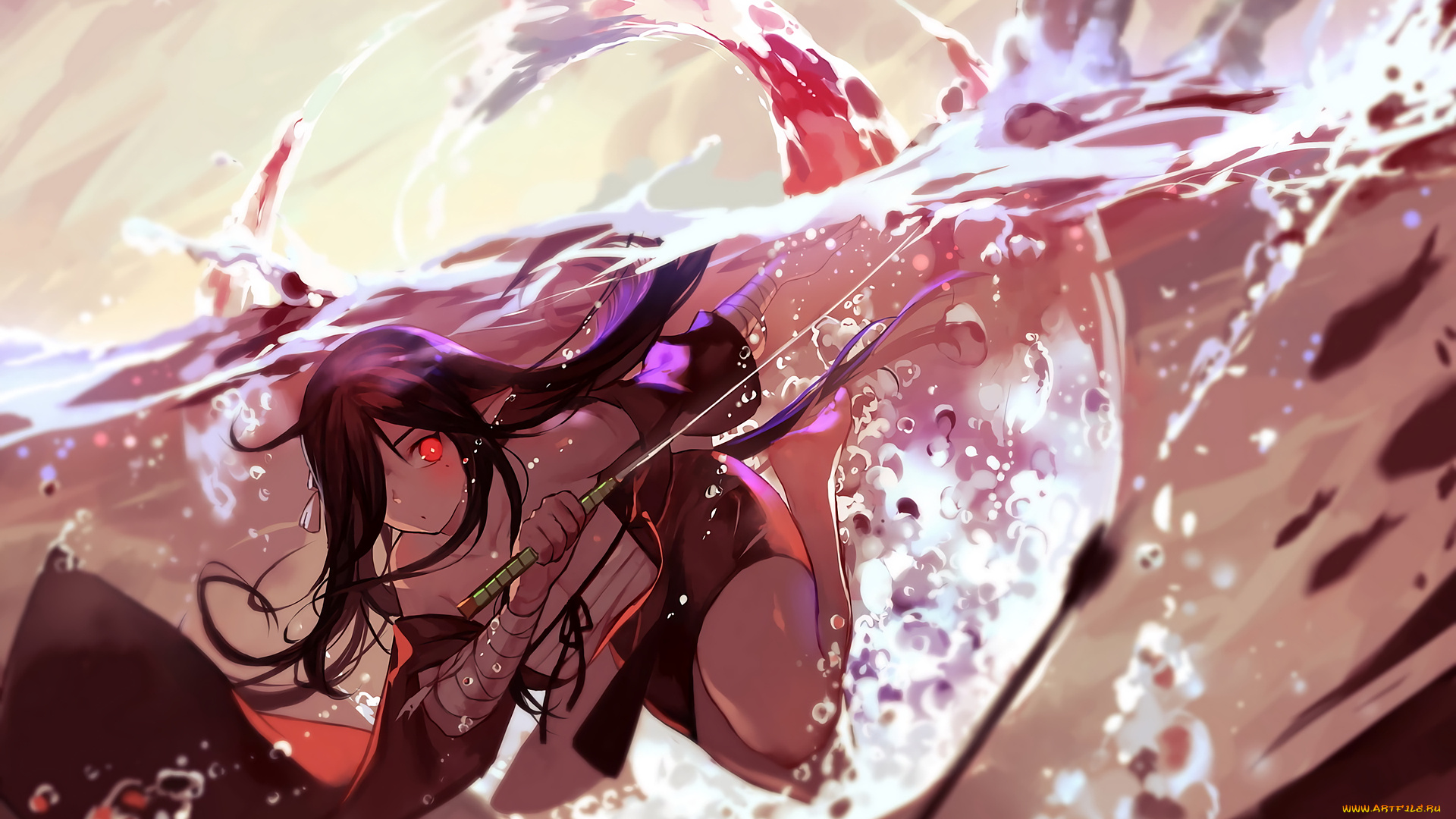 аниме, pixiv, fantasia, фон, девушка, взгляд