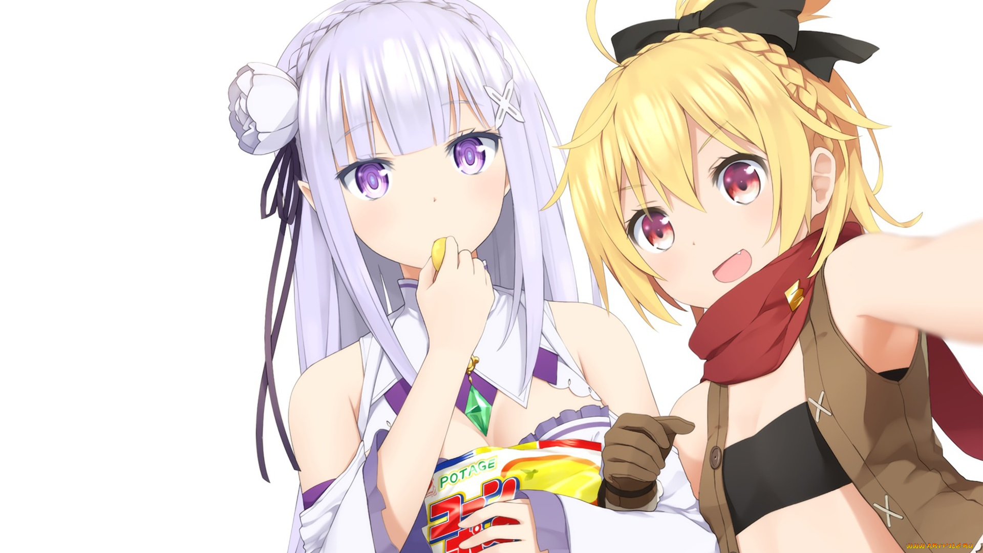 аниме, re, , zero, kara, hajimeru, isekai, seikatsu, фон, взгляд, девушки