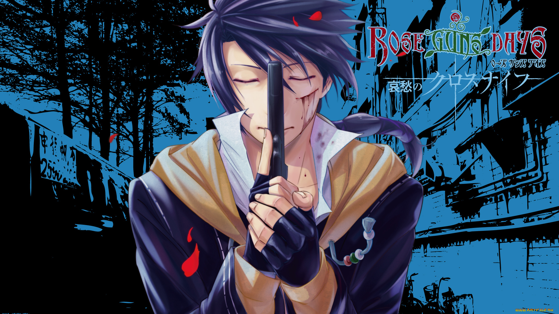аниме, rose, guns, days, парень