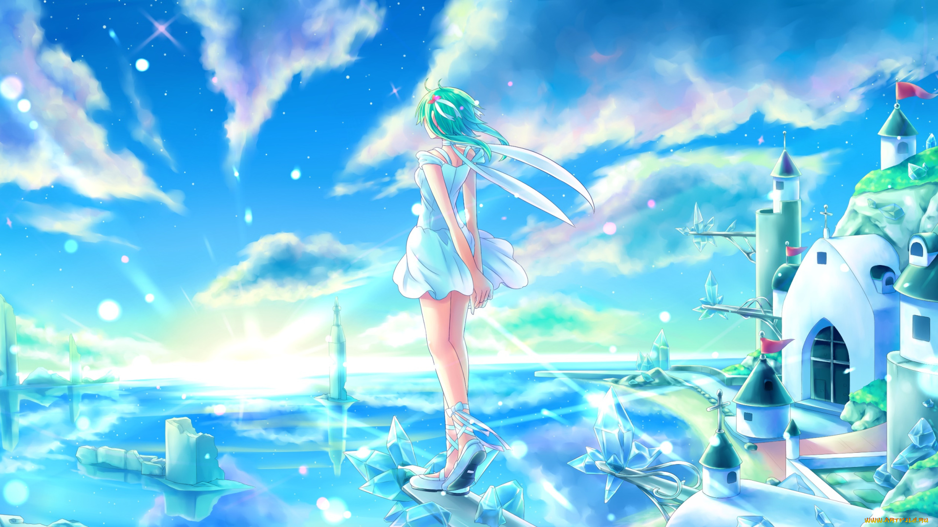 аниме, vocaloid, фон, взгляд, девушка