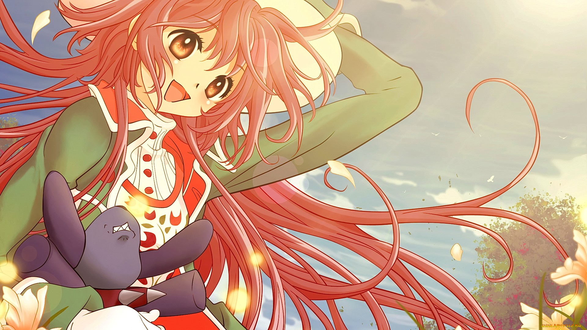 kobato, аниме, взгляд, фон, девушка