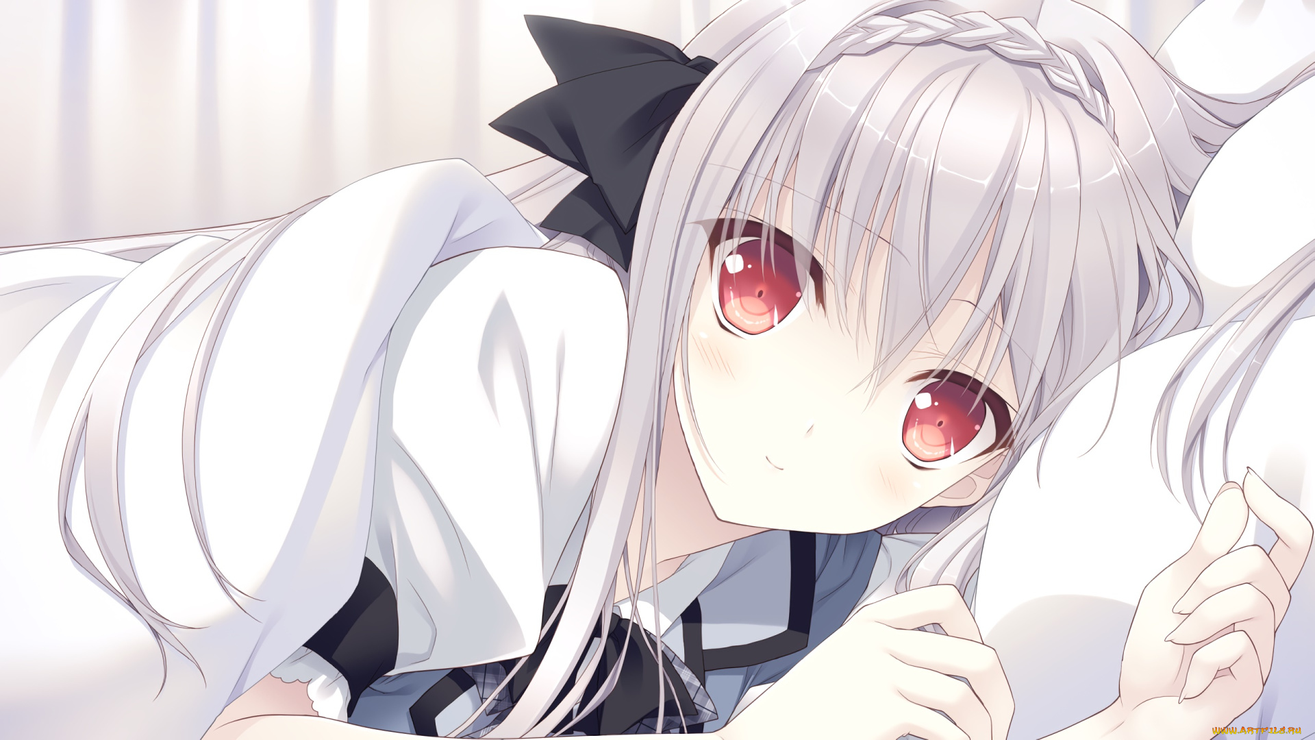 tsuki, ni, yorisou, otome, no, sahou, аниме, фон, взгляд, девушка